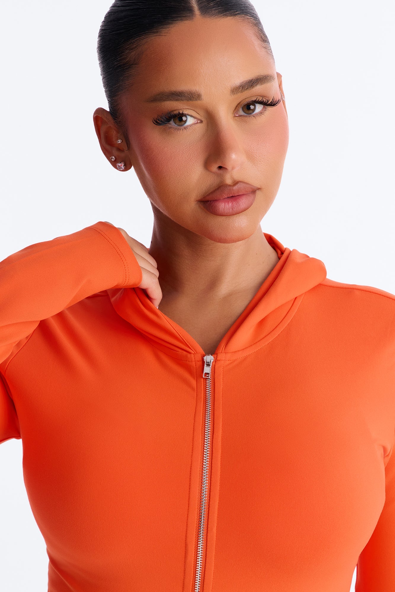 Casual Vibe Zip Up Hoodie Pant Set - Tomato Red