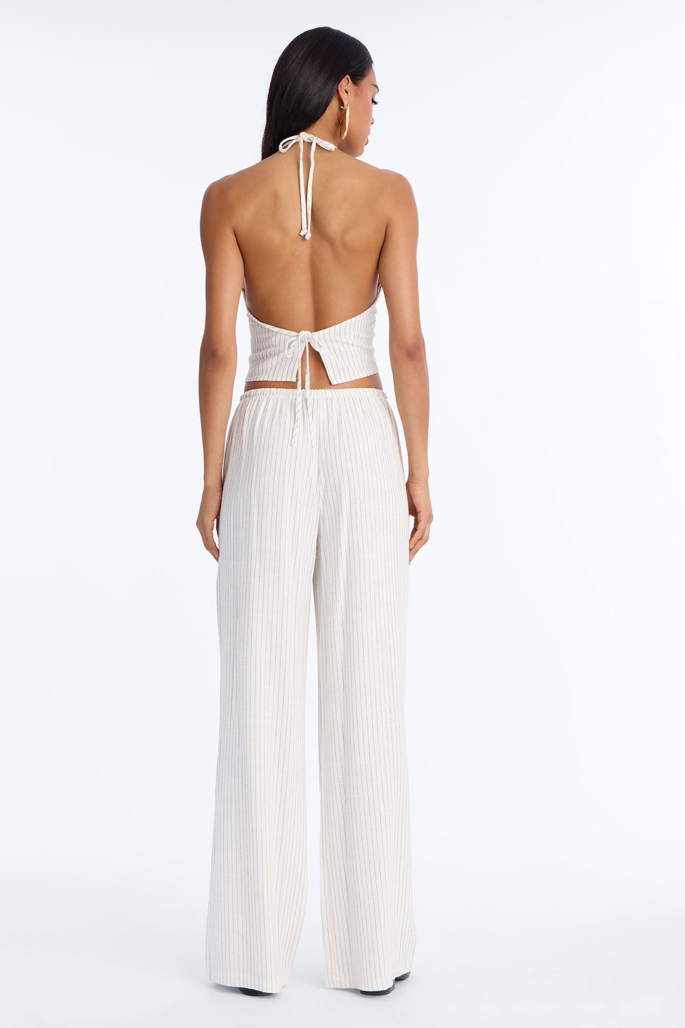 Girl Gone Wild Pinstripe Low Rise Wide Leg Pant 30″ - White/combo