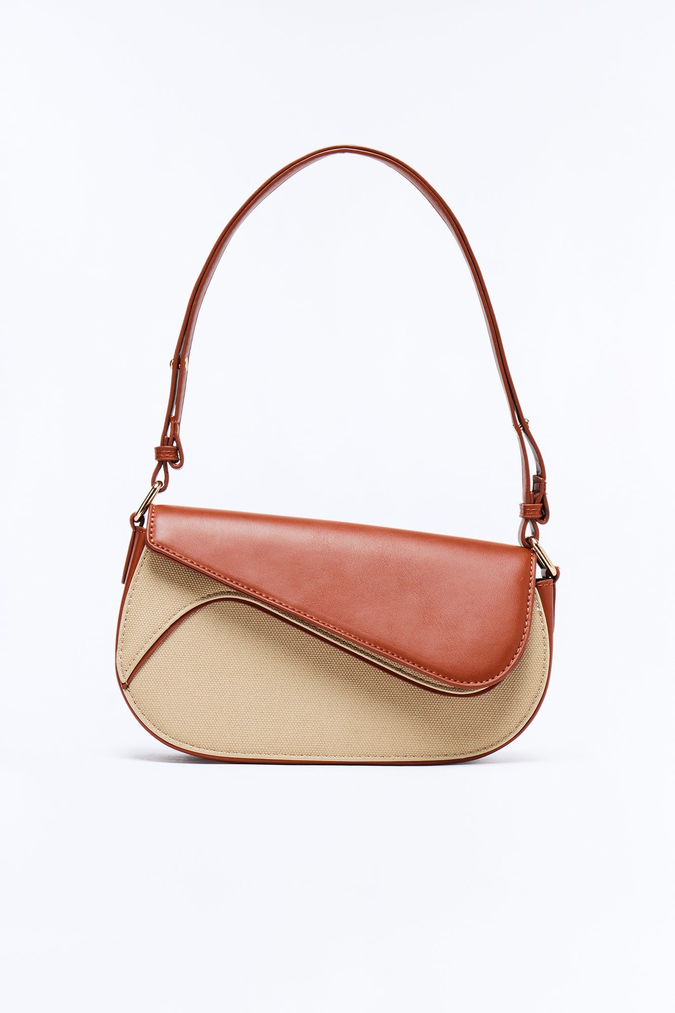 Wall Street Walk Faux Leather Shoulder Handbag - Brown/combo