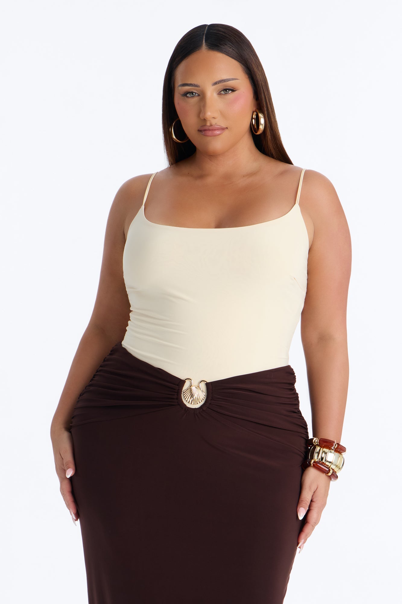 Maura Maxi Skirt Set - Brown/combo