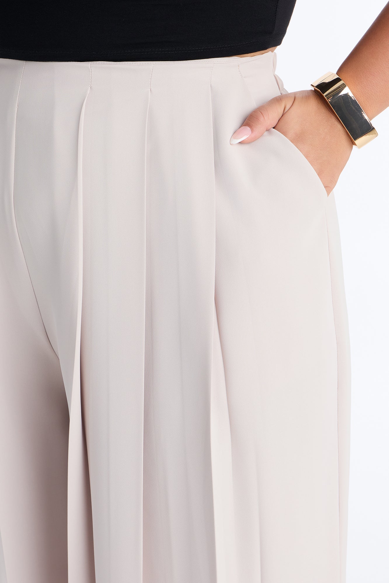 Feminine Feel Crepe Wide Leg Pant 33″ - Beige