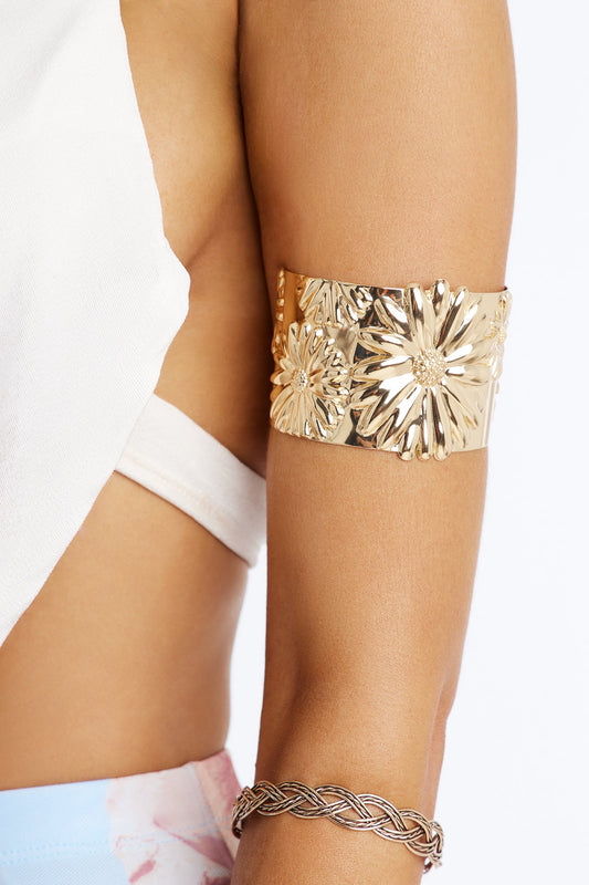 Sunshine And Sunflowers Cuff Bracelet - Gold