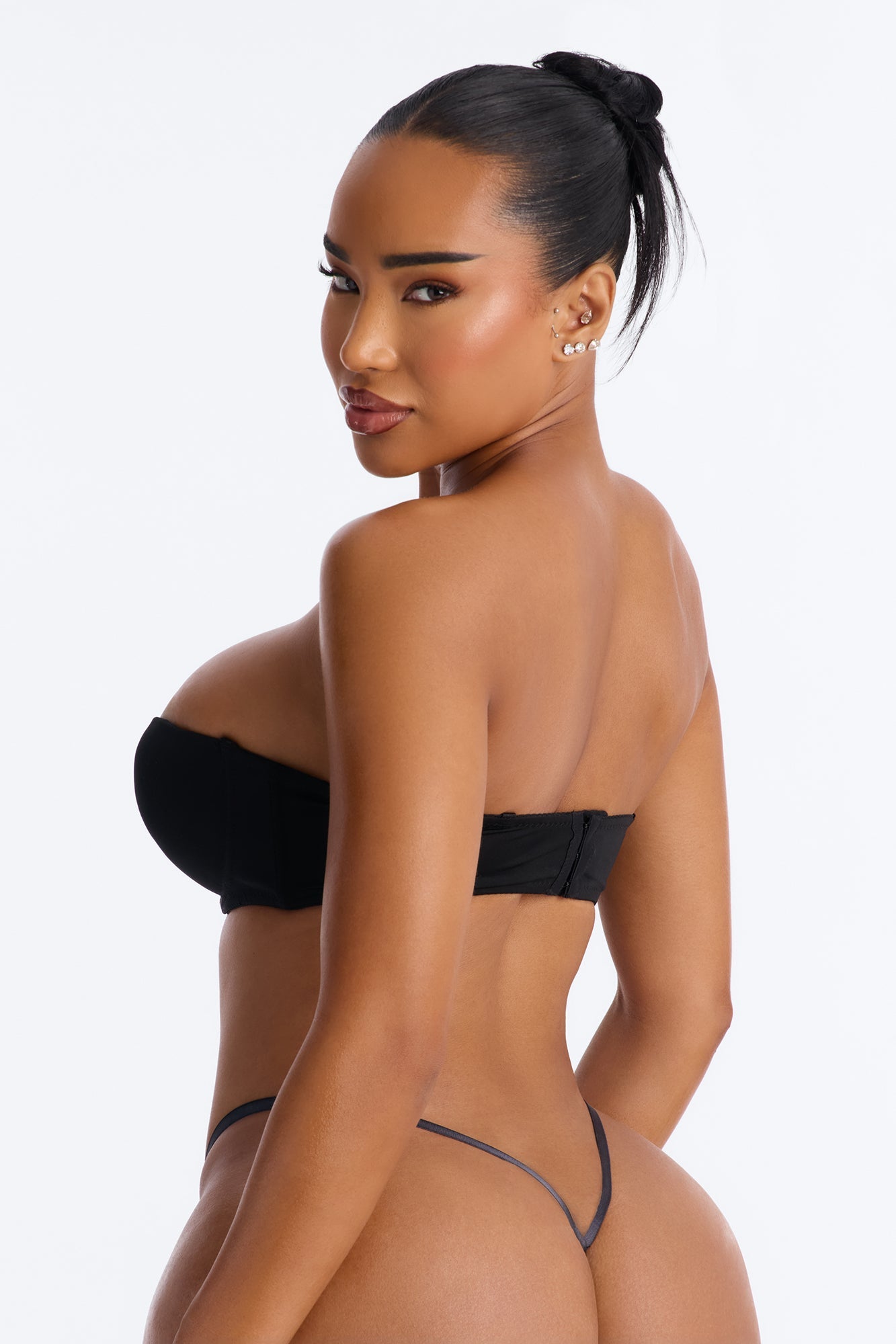 Quick Push Strapless Balconette Bra - Black