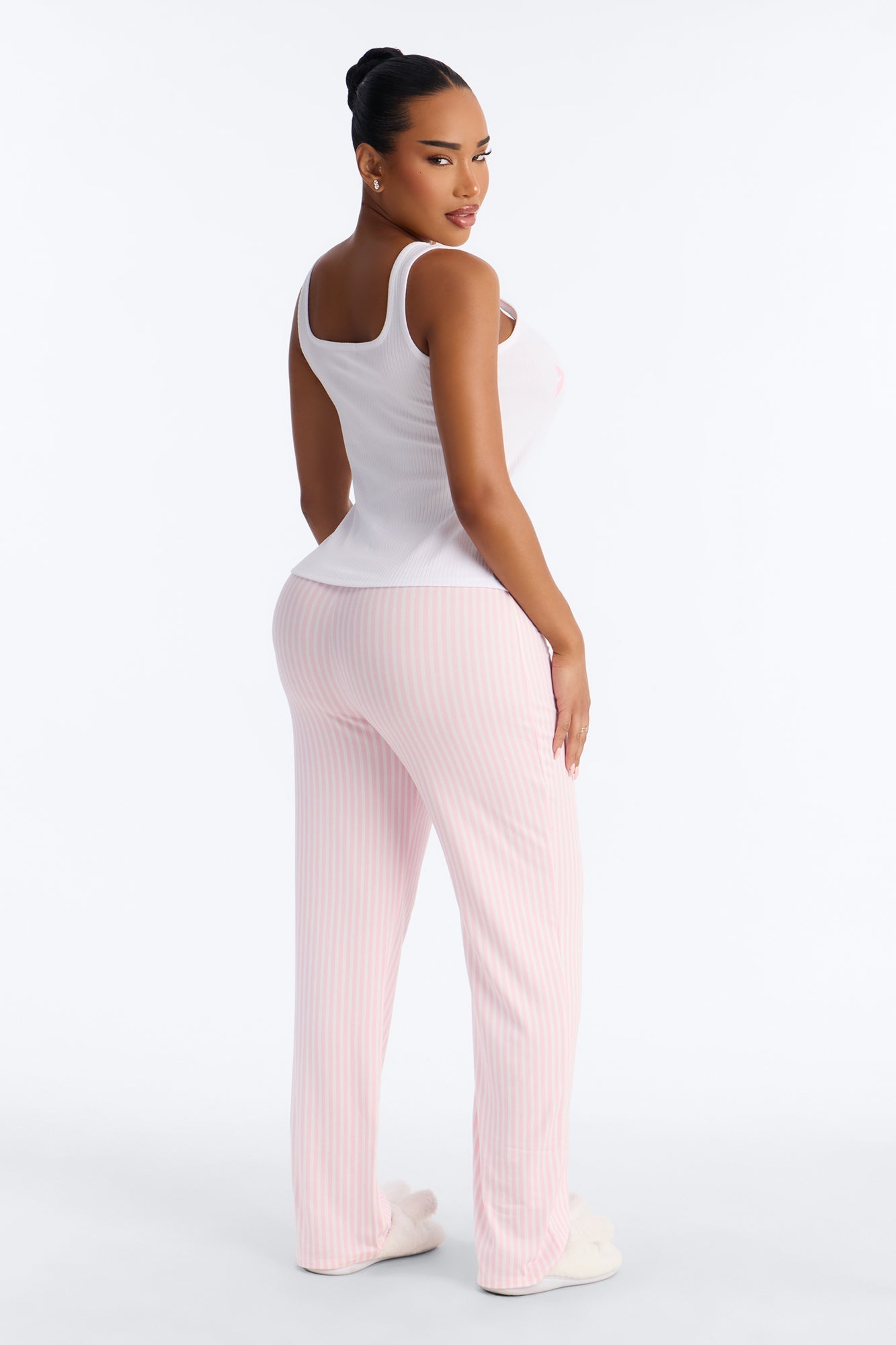Bow Down Boxer PJ Pant Set - White/Pink