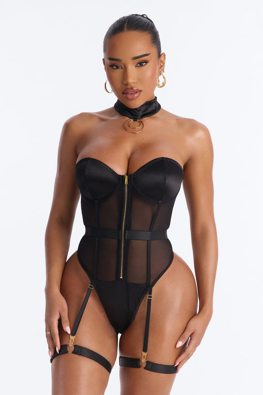 Keep You Guessing Lingerie Set - Black
