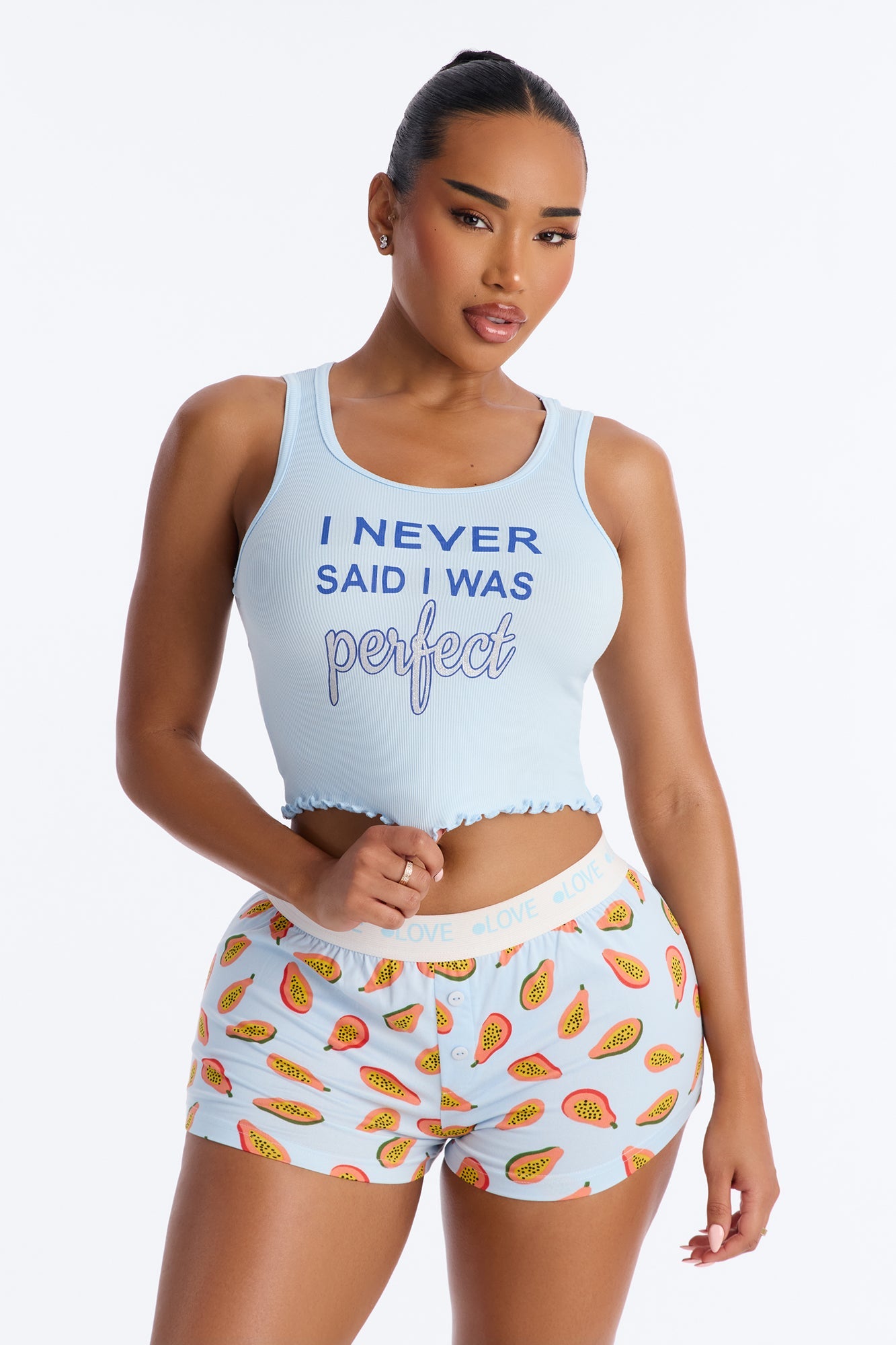 Amaya Papaya Top And Short PJ Set - Blue/combo