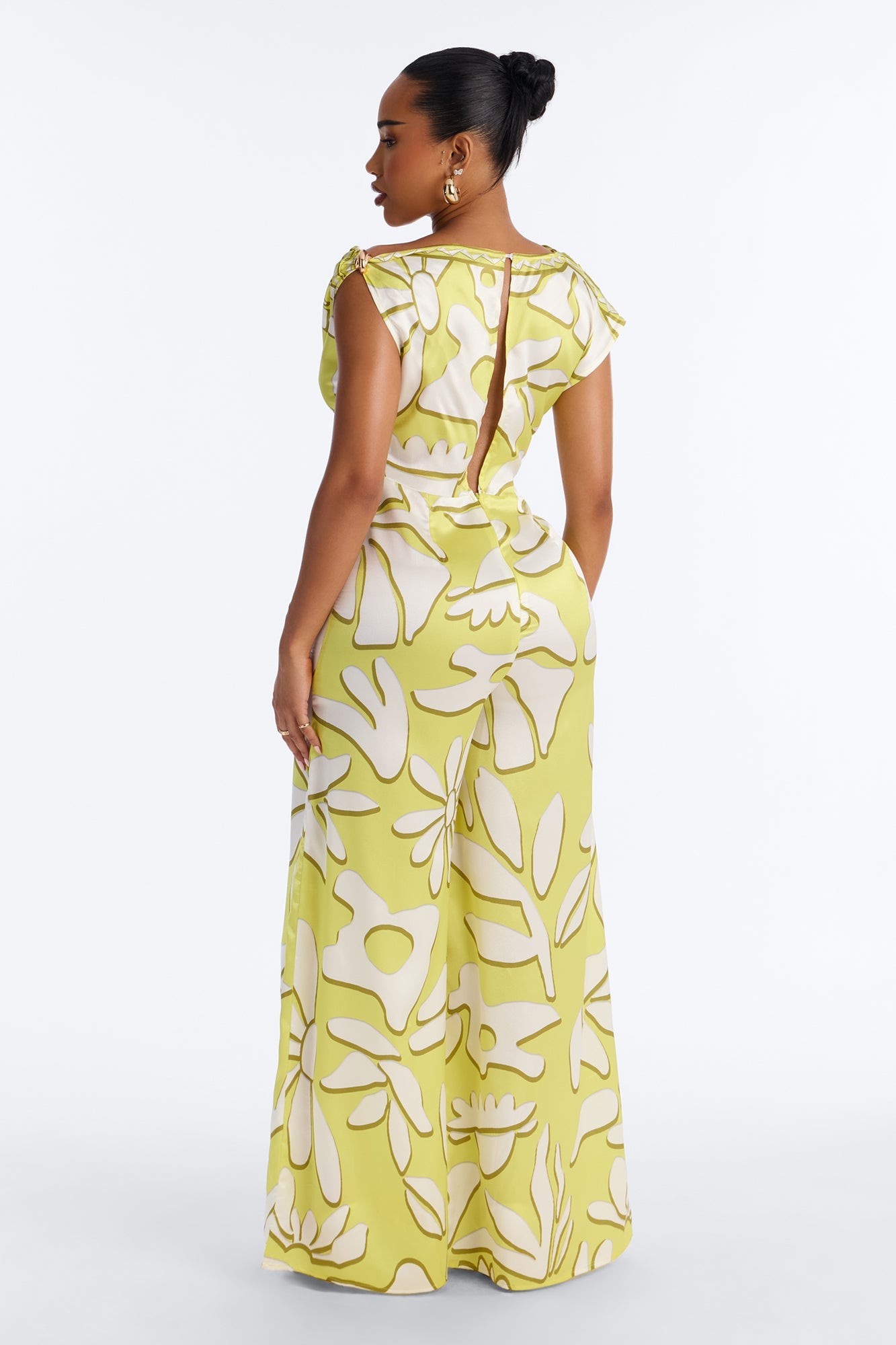 Zyla Satin One Shoulder Wide Leg Jumpsuit - Yellow