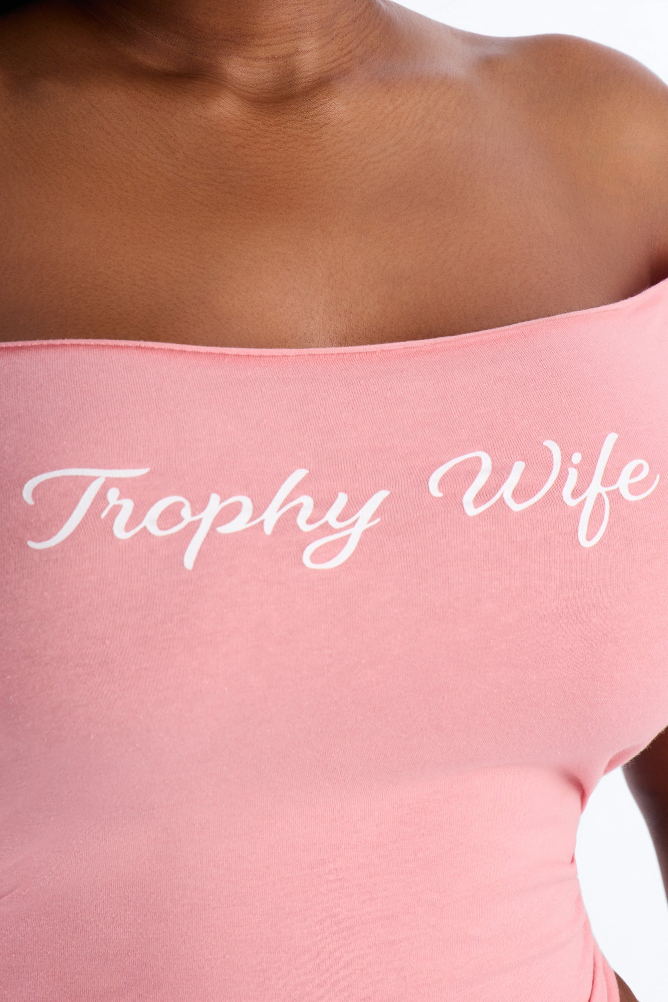 Trophy Wife Off Shoulder Tee - Pink