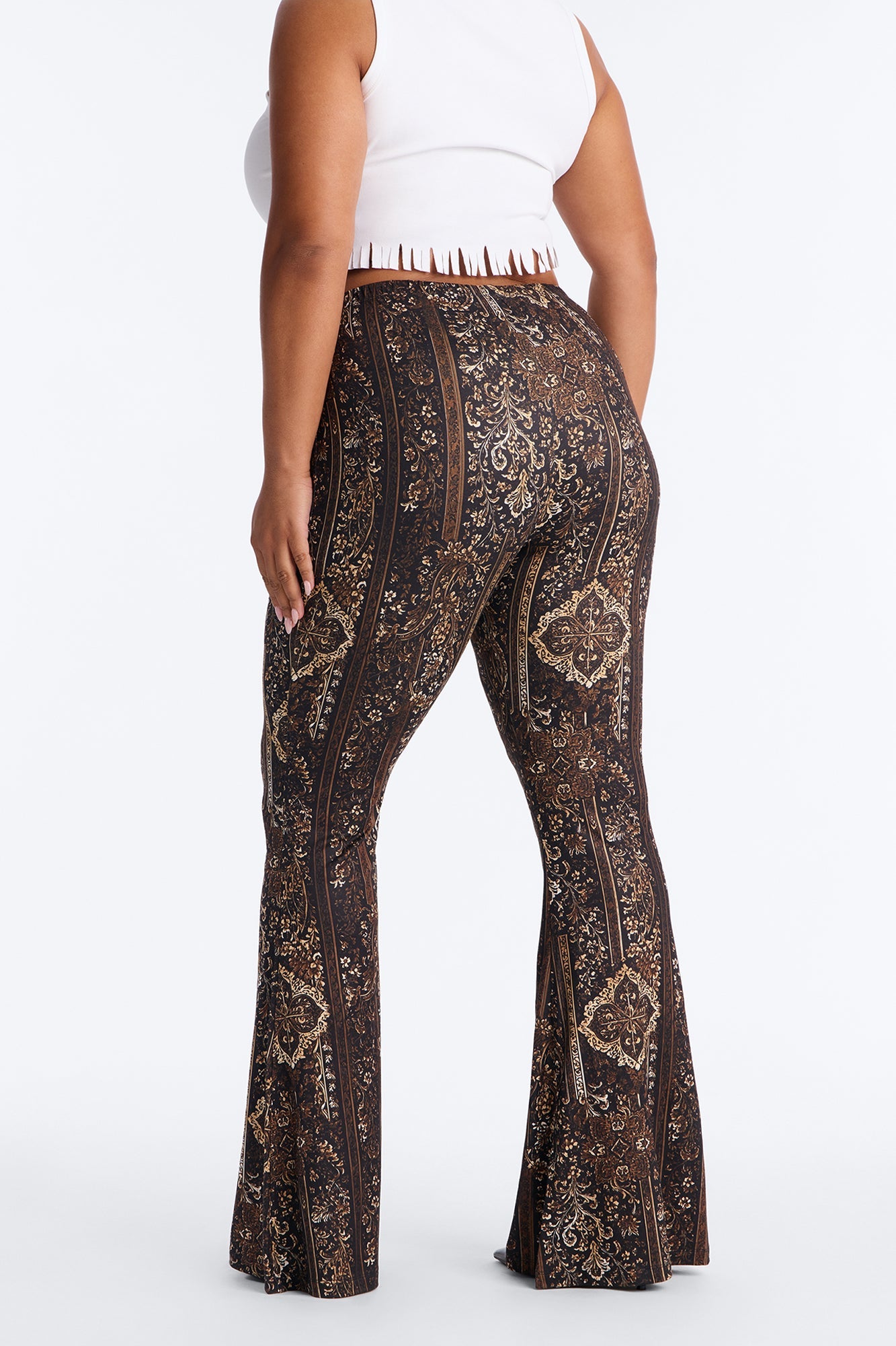 Boho Dreams Abstract Paisley Flare Pant - Brown/combo