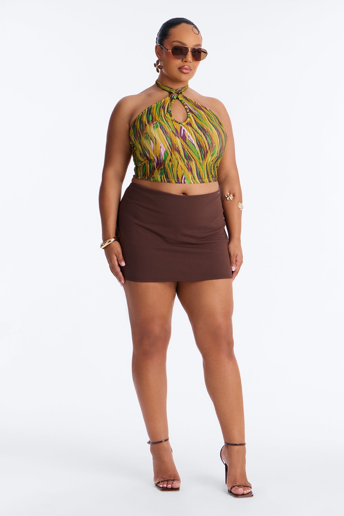 Leilani Textured Cut Out Halter Top - Multi Color