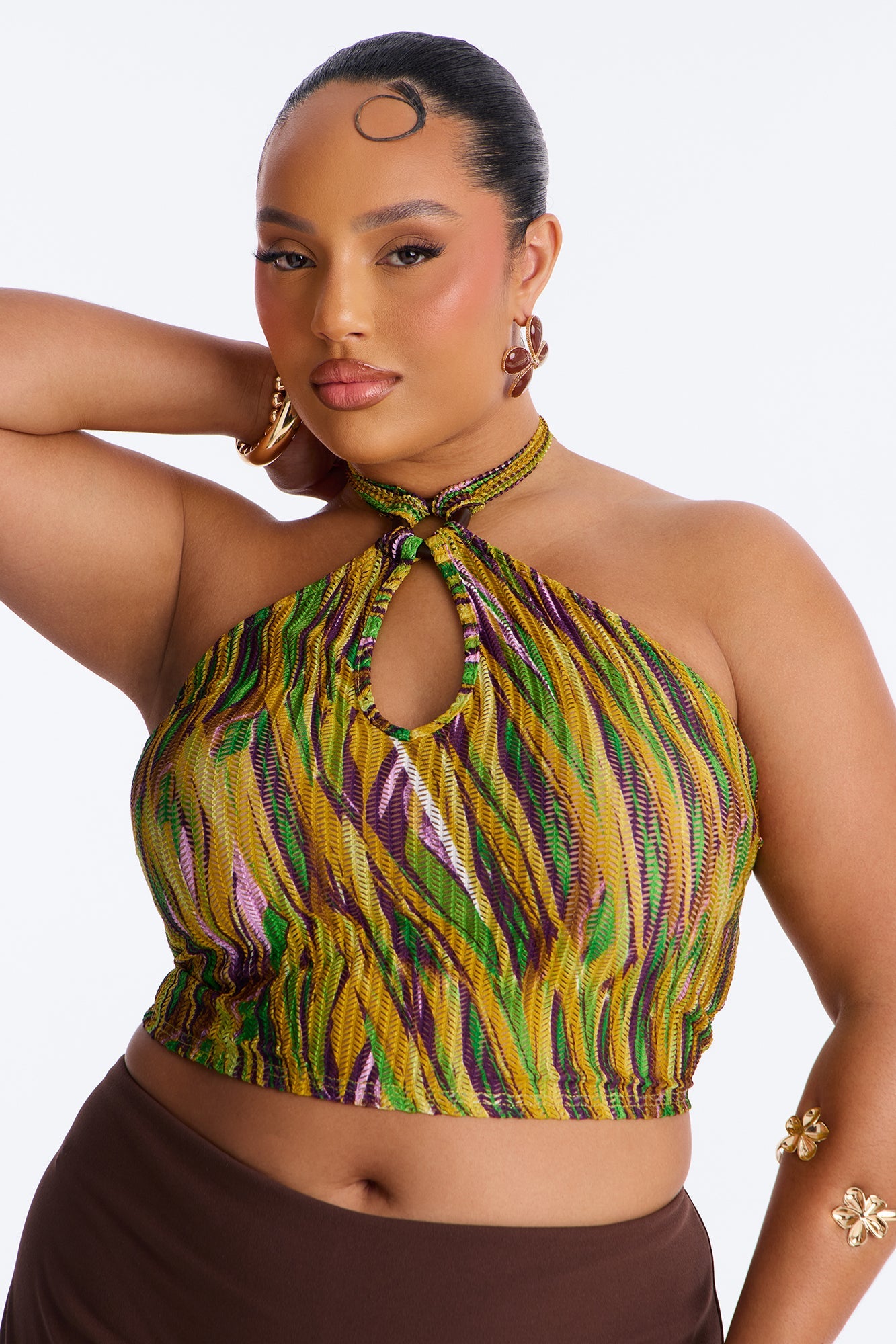 Leilani Textured Cut Out Halter Top - Multi Color