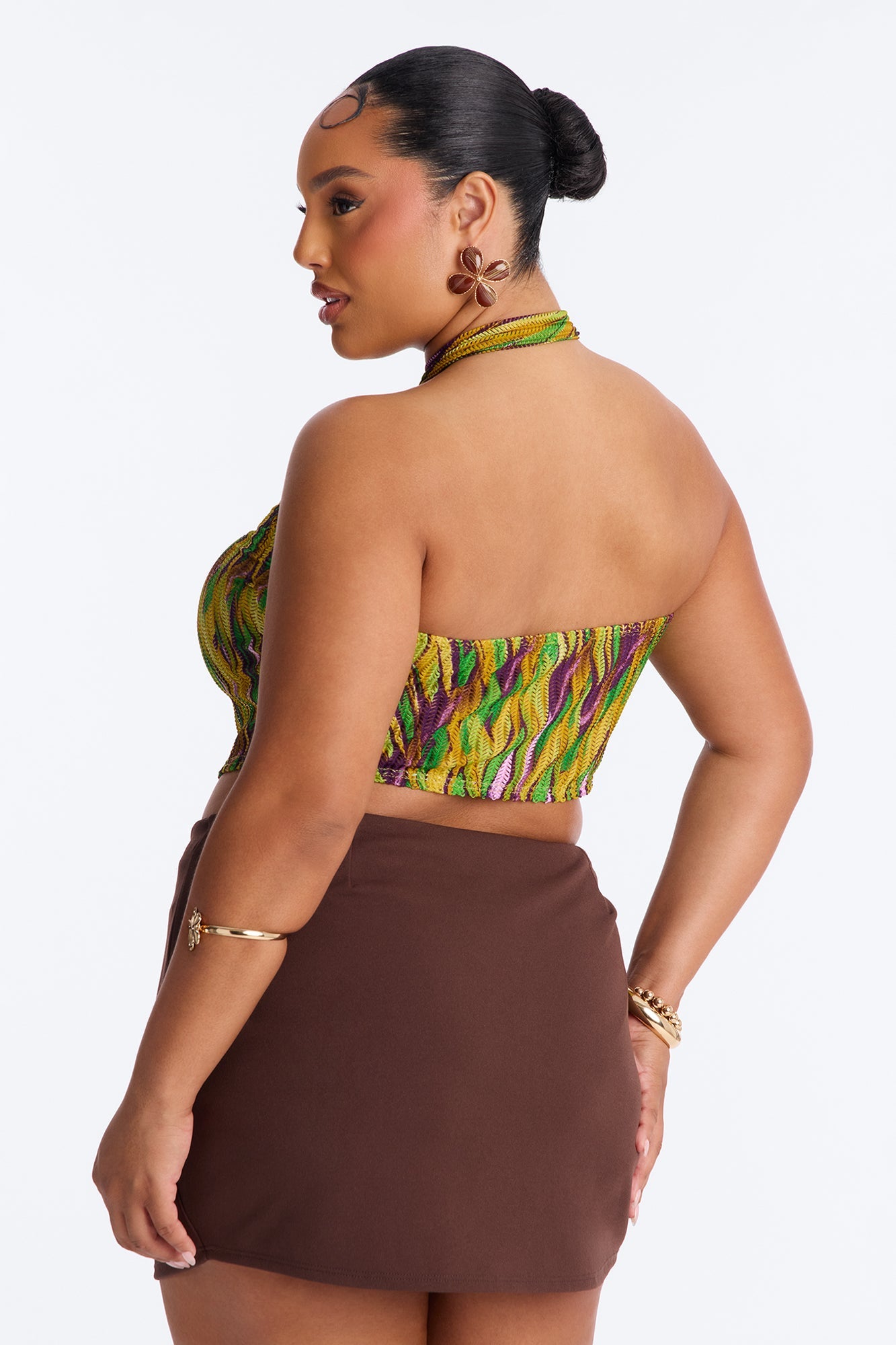 Leilani Textured Cut Out Halter Top - Multi Color