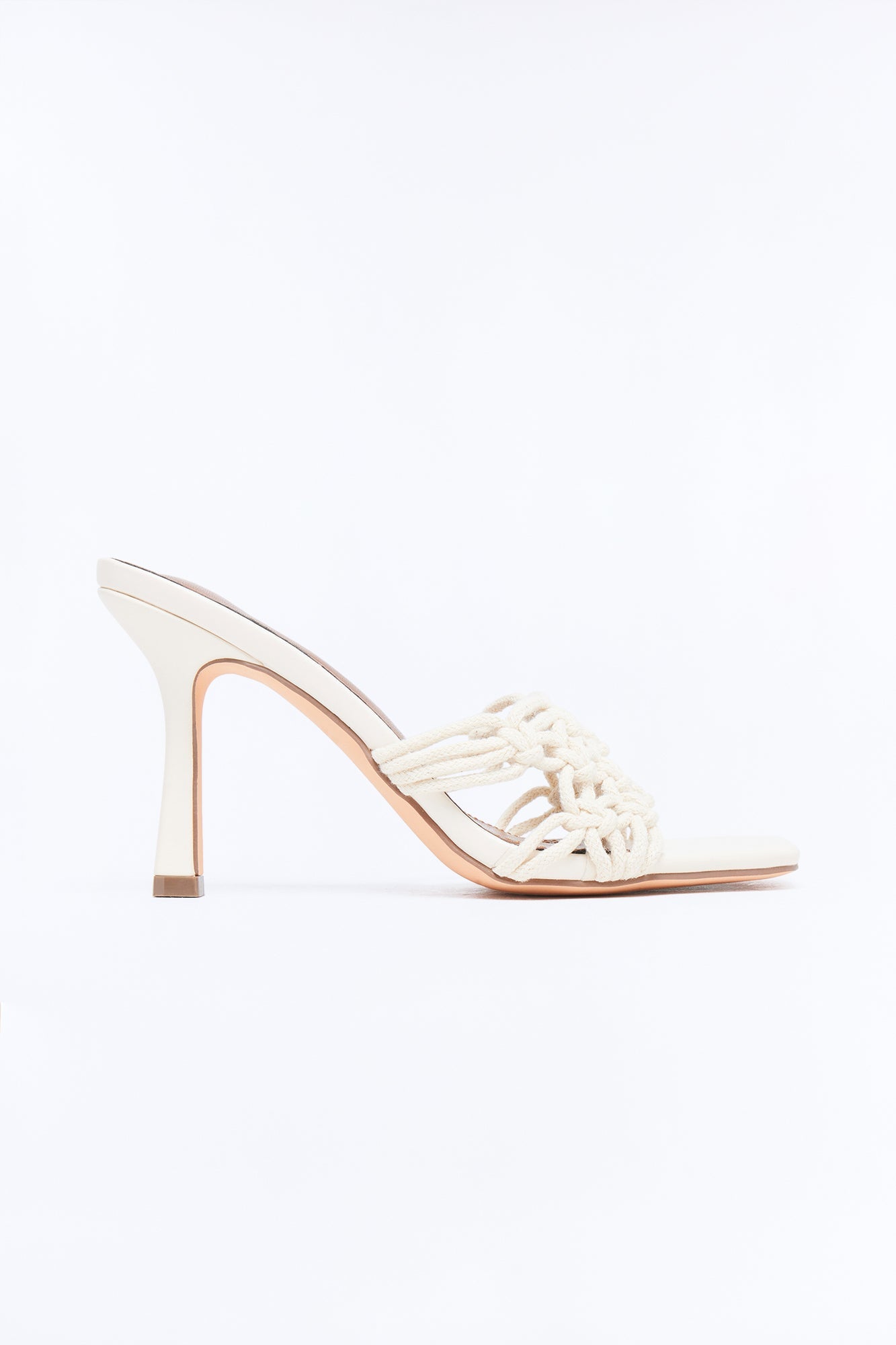 Rosetta Braided Strap Heels - Beige