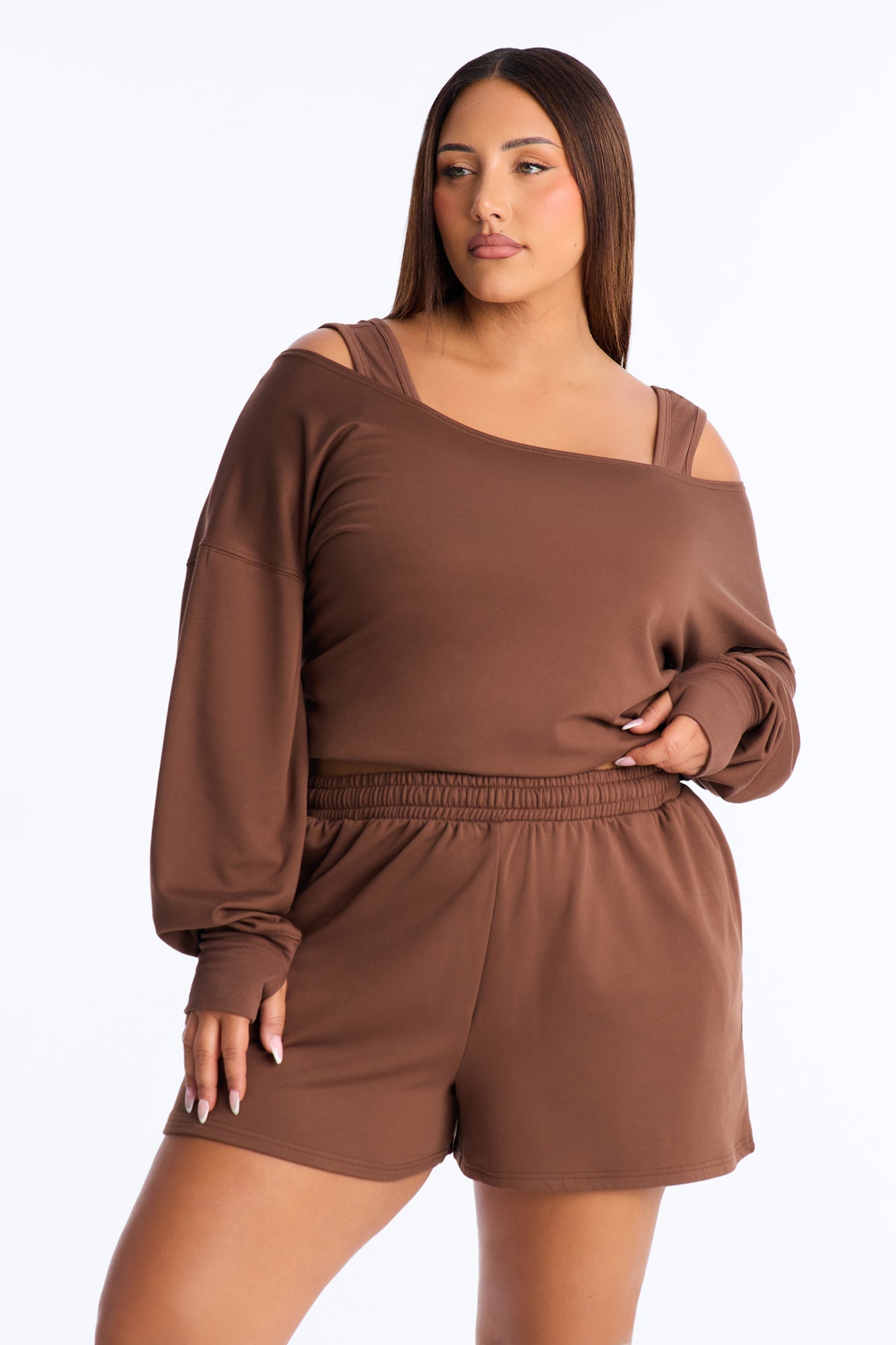 Finley Fleece Short Set - Chocolate