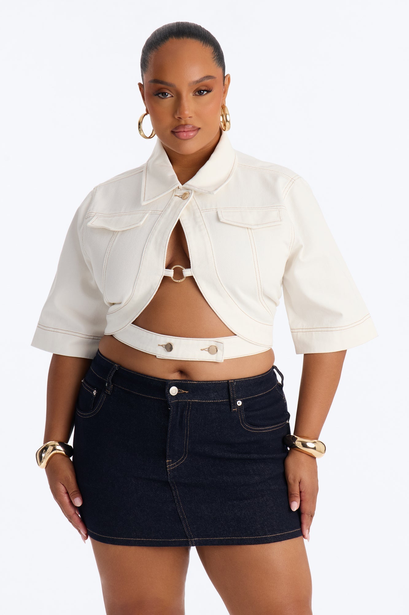 Ridin' Around Denim Top - White Fashion Nova