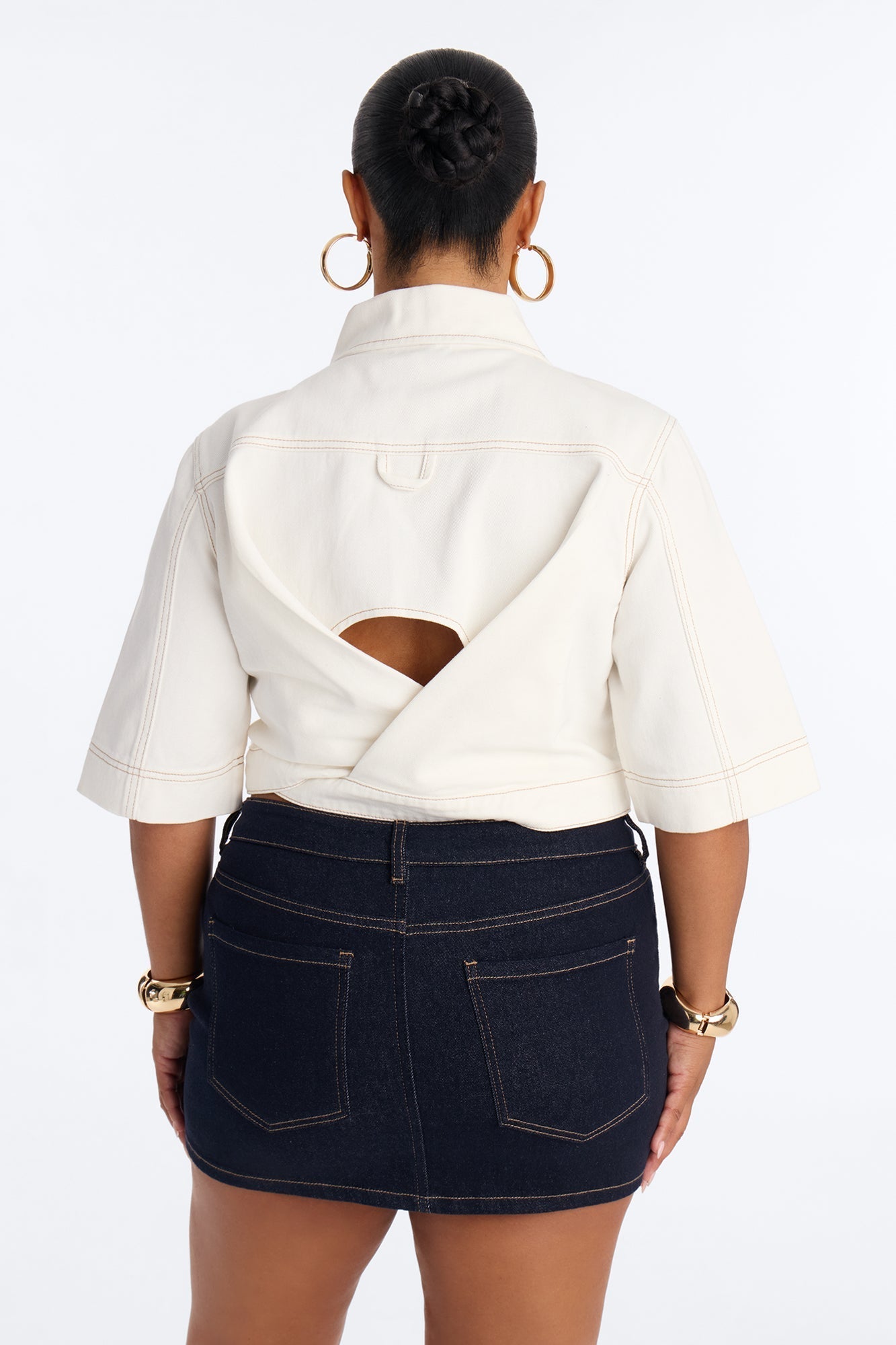 Ridin' Around Denim Top - White Fashion Nova