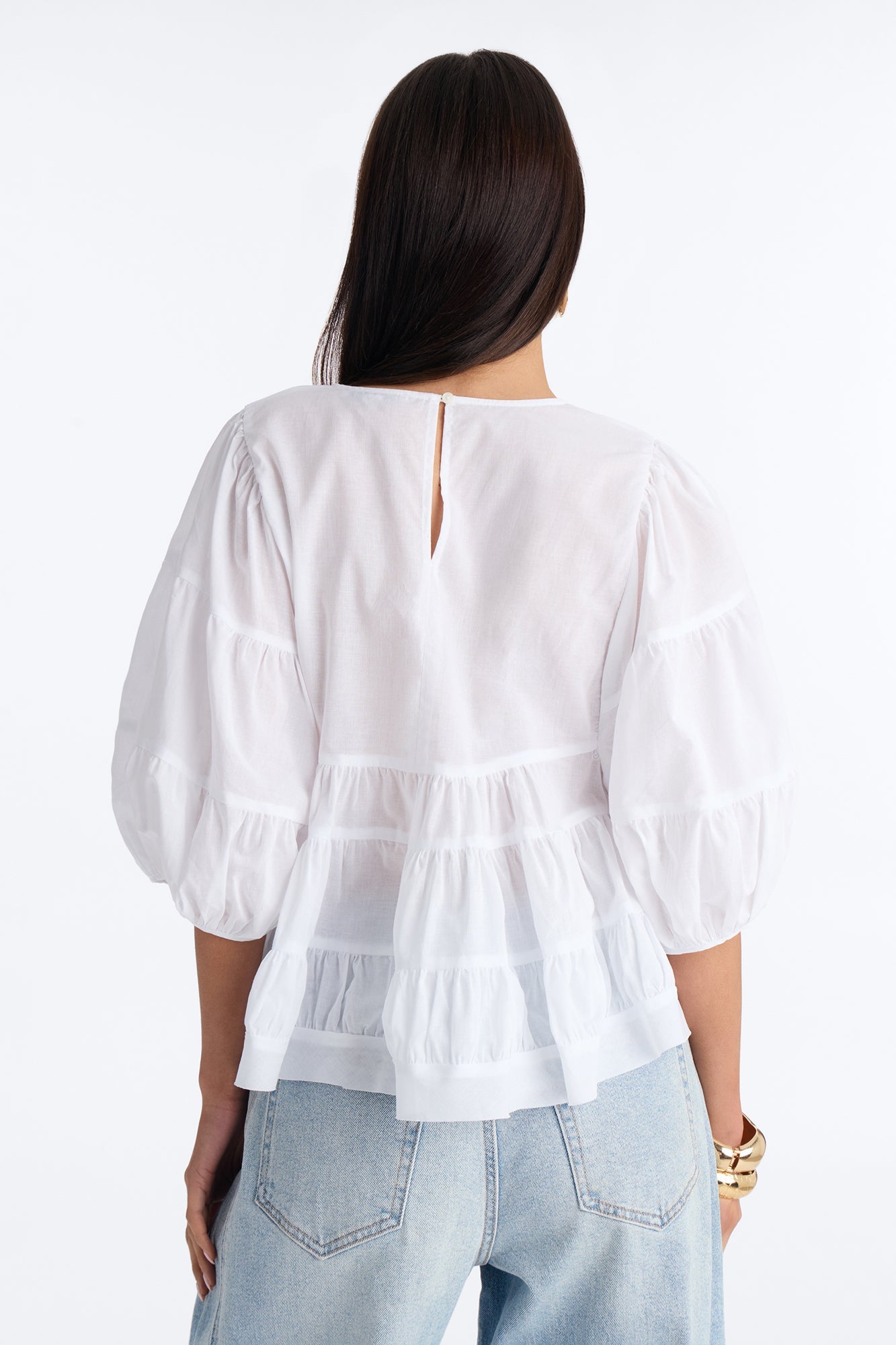 Laura BabyDoll Tiered Top - White