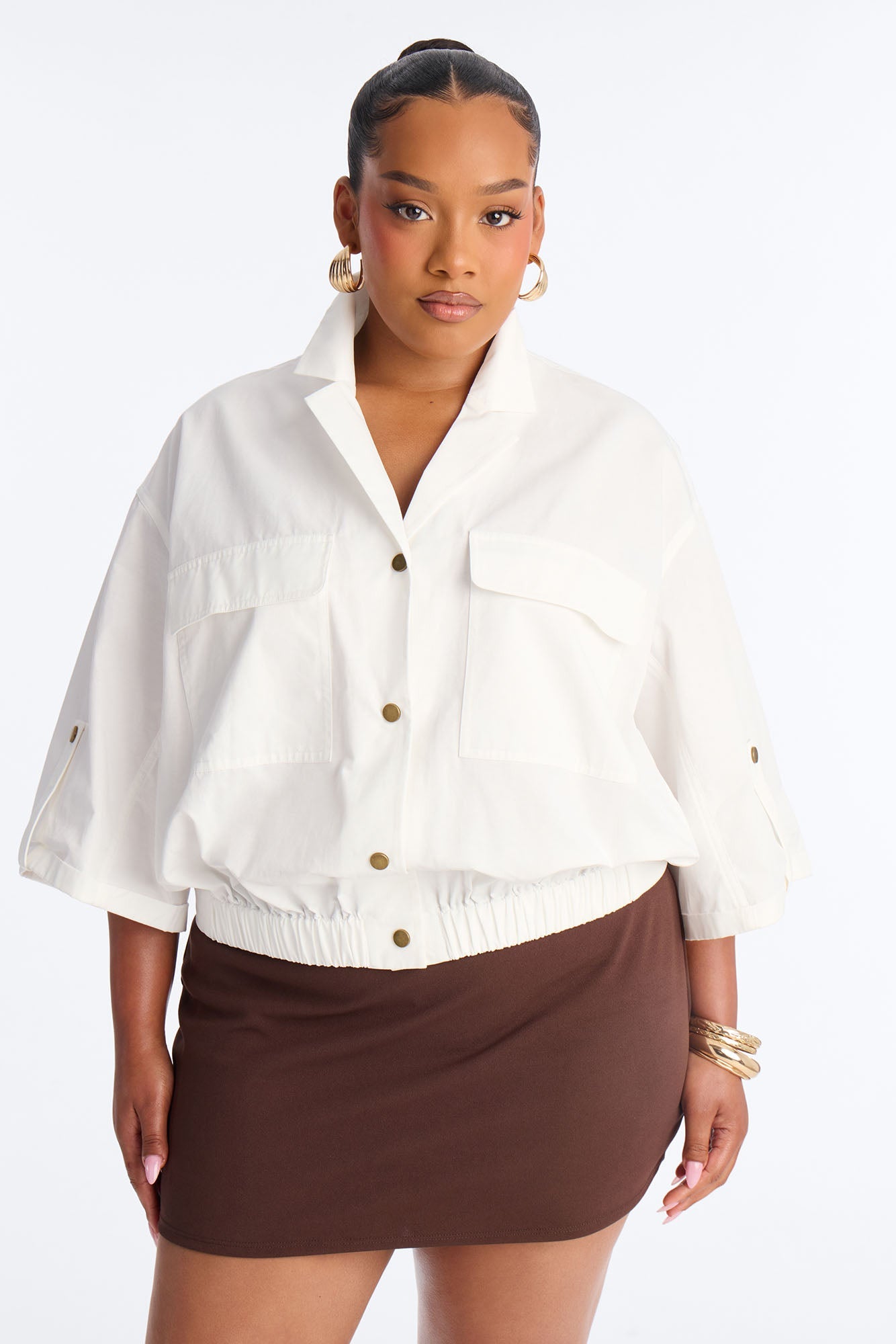 Plans Made Oversized Airflow Shirt - White