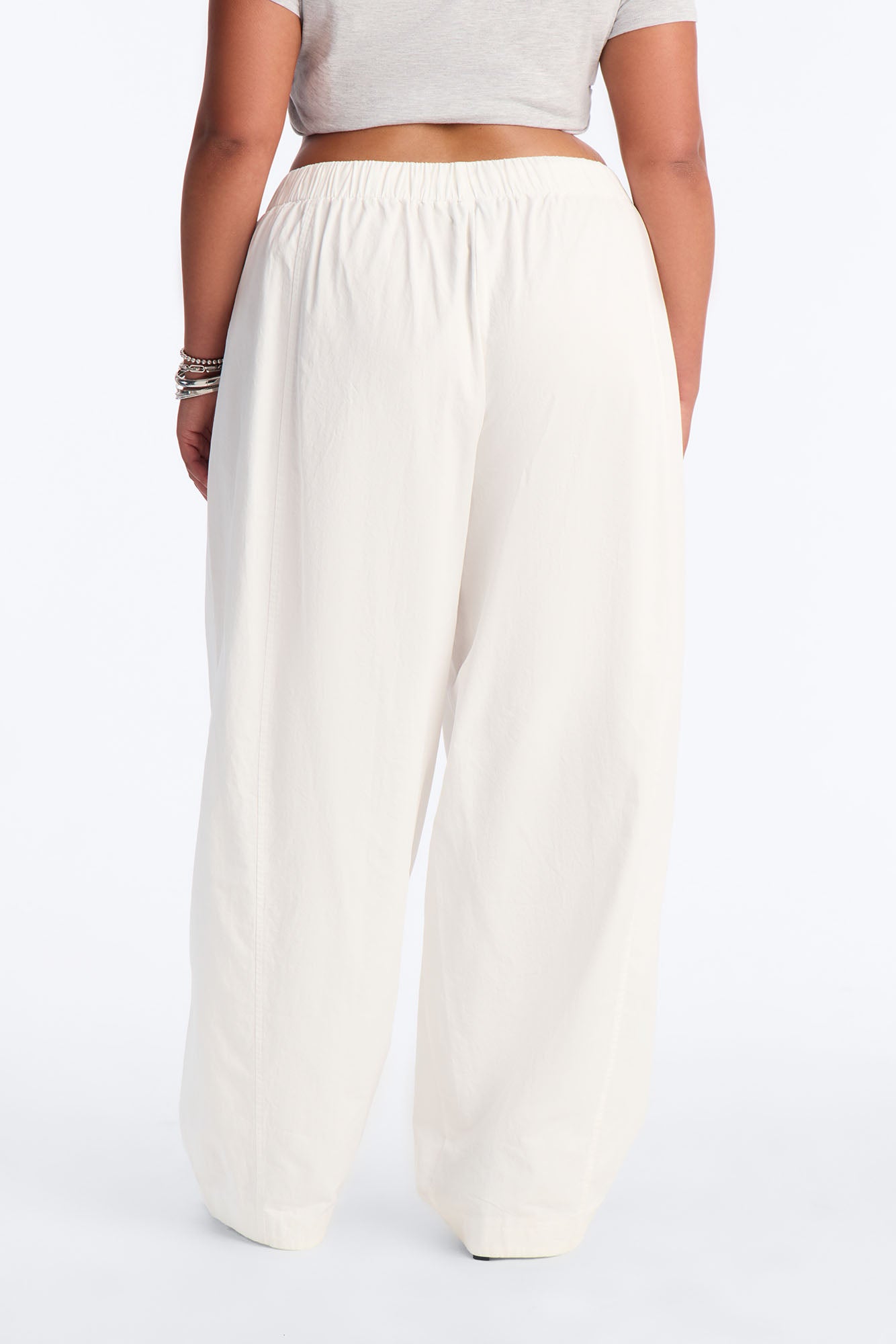 Maggie Low Rise Drawstring Wide Leg Pant 32″ - White