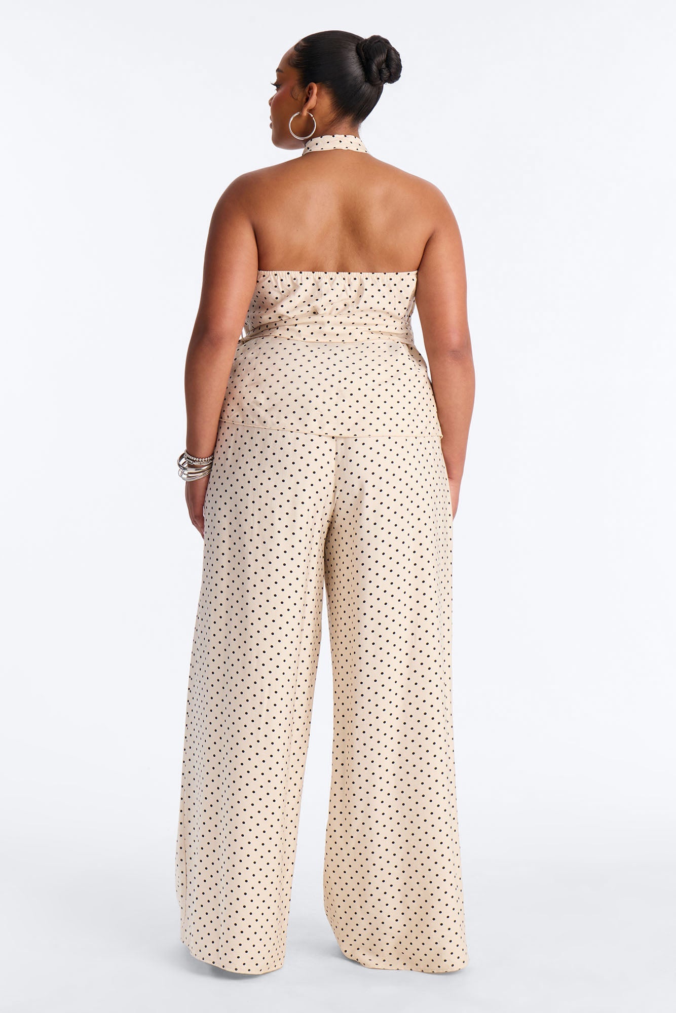 Penny Polka Dot Halter Pant Set - Taupe/combo