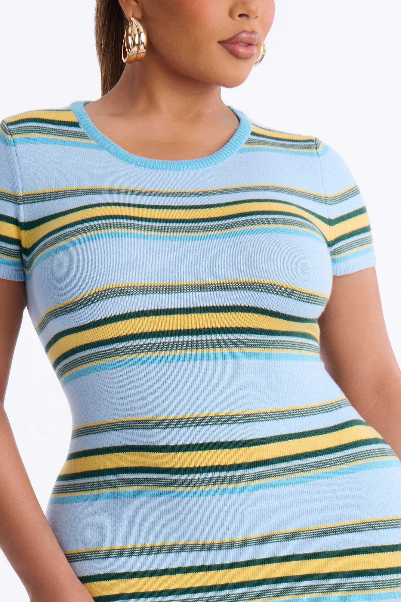 Bennie Striped Sweater Maxi Dress - Blue/combo