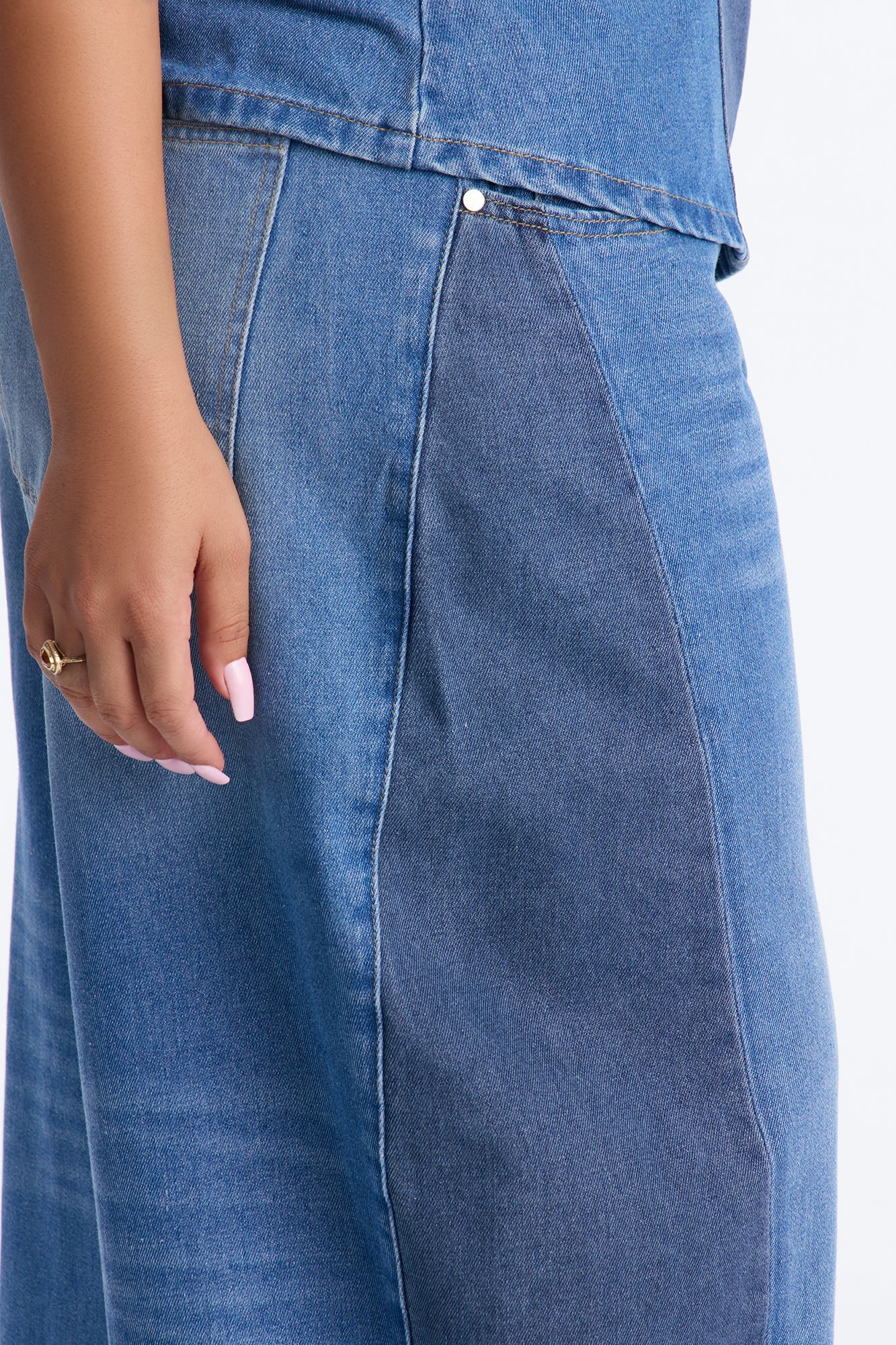 Karla Strapless Denim Pant Set - Medium Wash