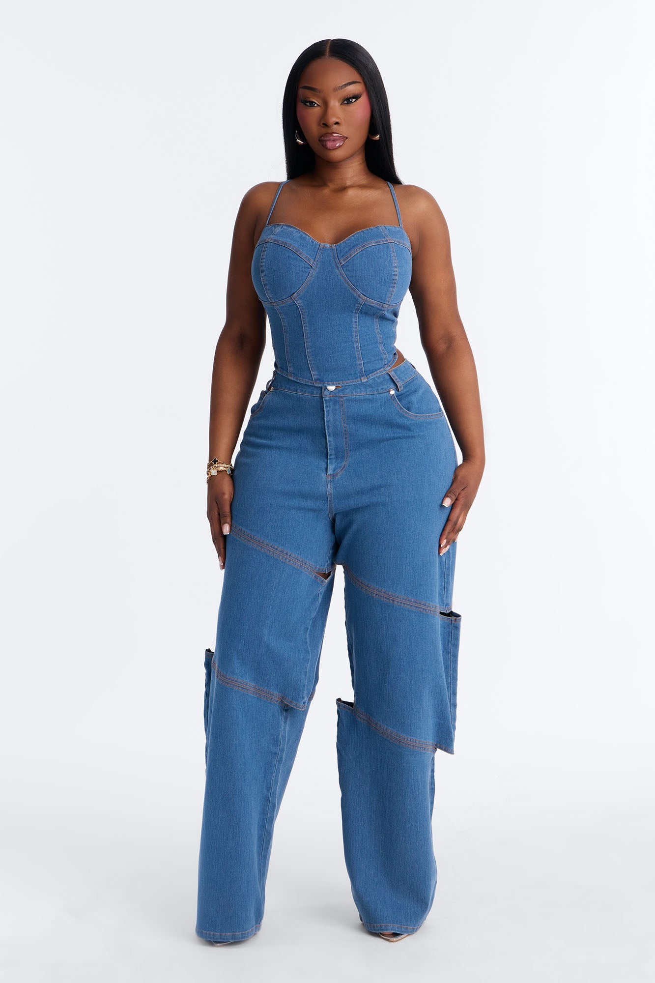 Jenny Denim Pant Set - Light Wash