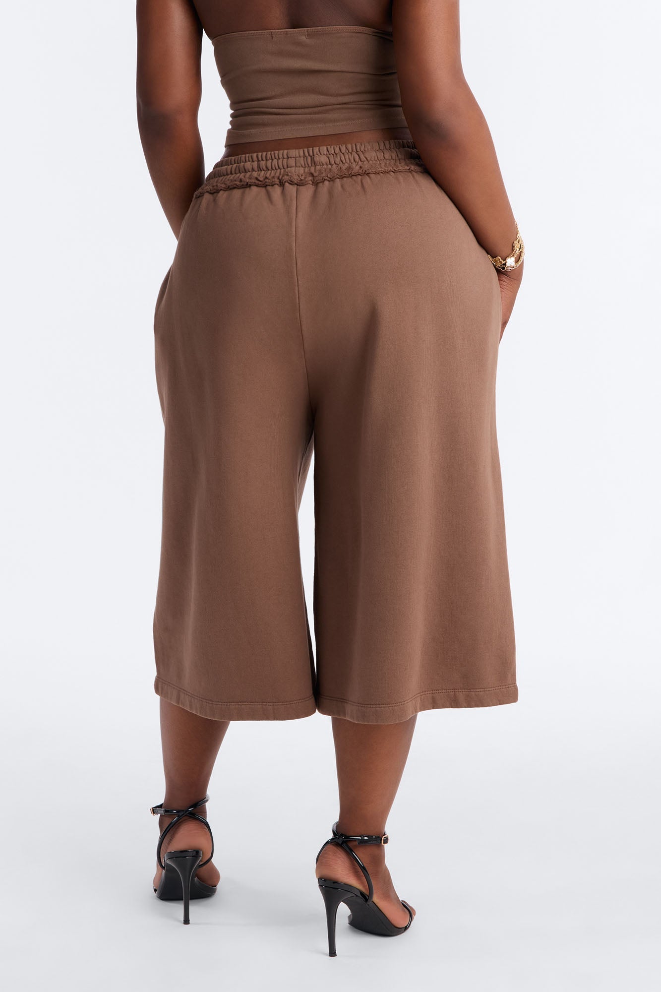 Play Hard To Get Wide Leg Jorts - Brown
