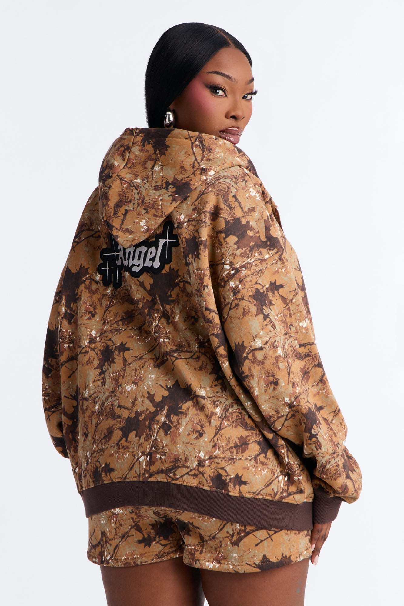 Rebel Spirit Fleece Camo Short Set - Camel/combo