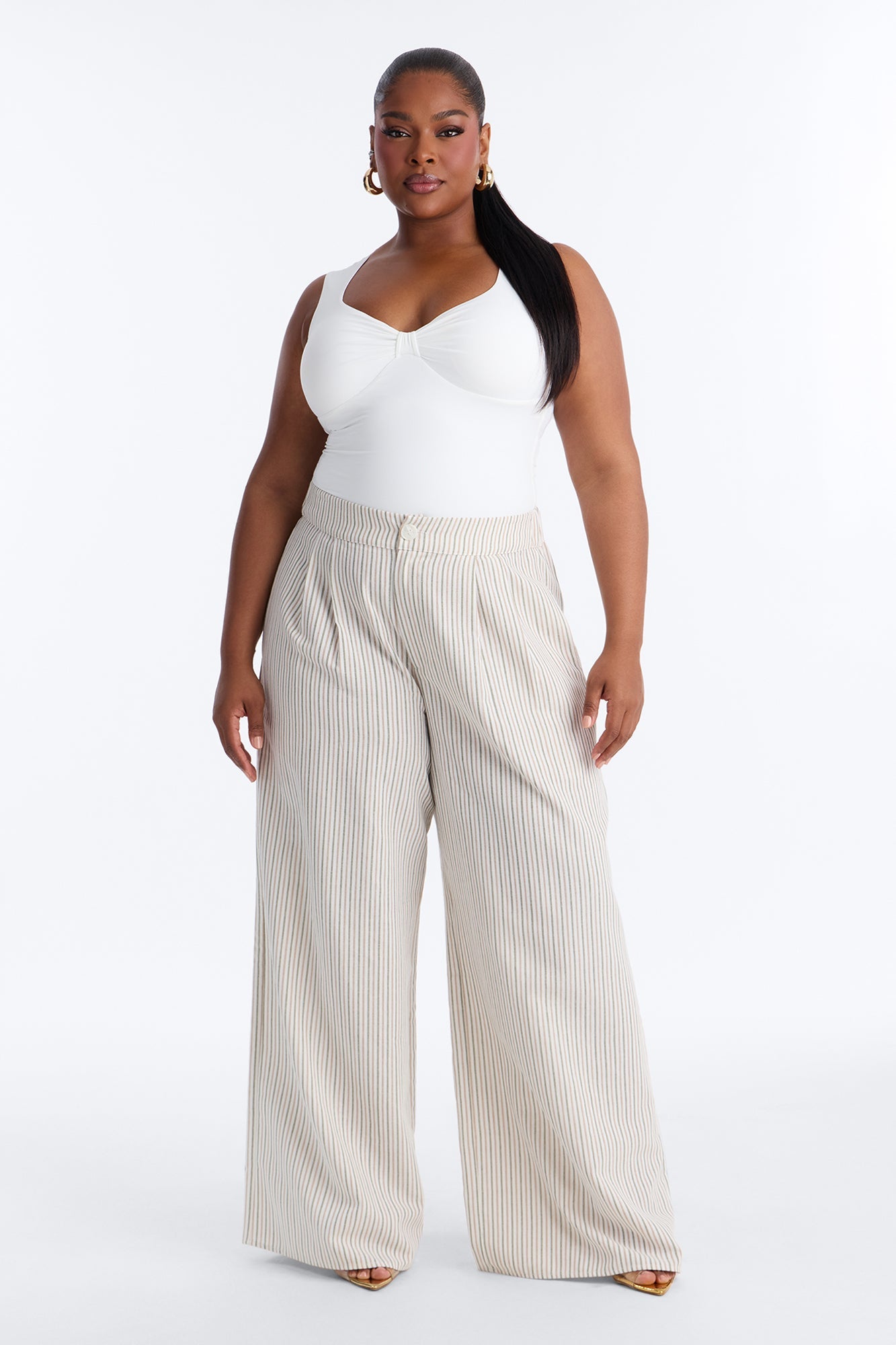 Ella Striped Linen Pant - Natural