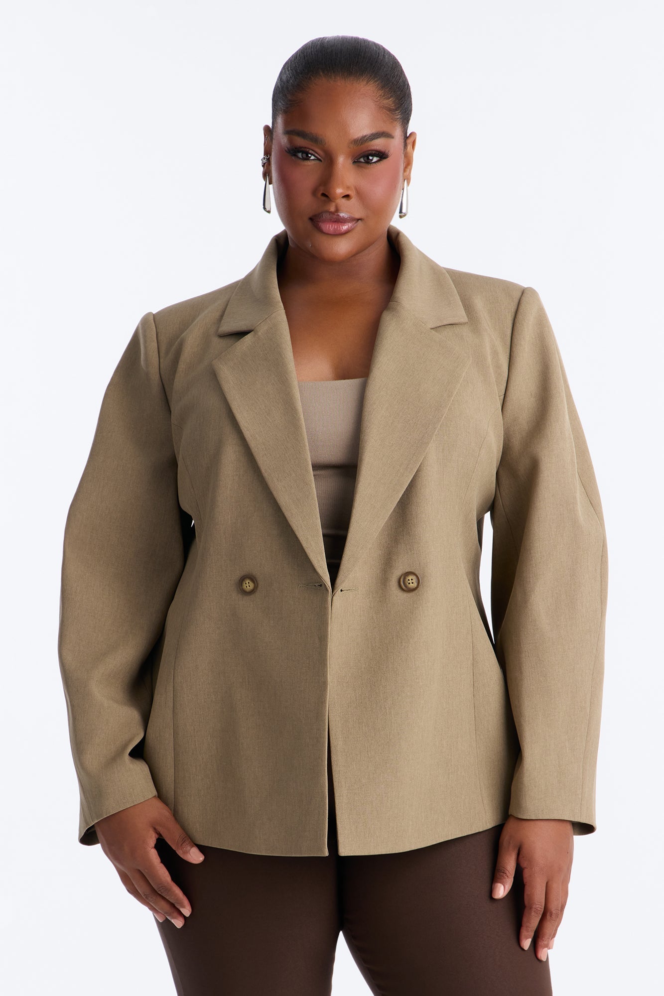 The Hills Oversized Barrel Sleeve Blazer - Caffe