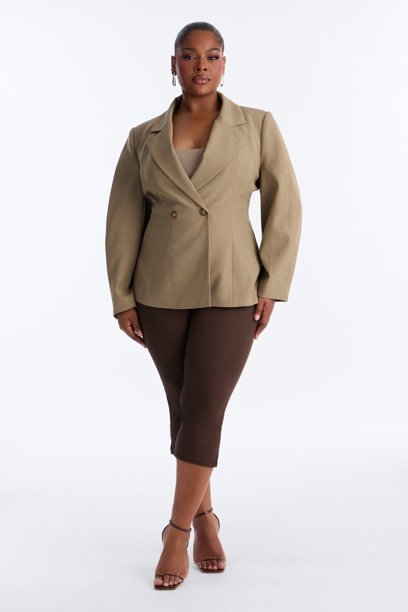 The Hills Oversized Barrel Sleeve Blazer - Caffe
