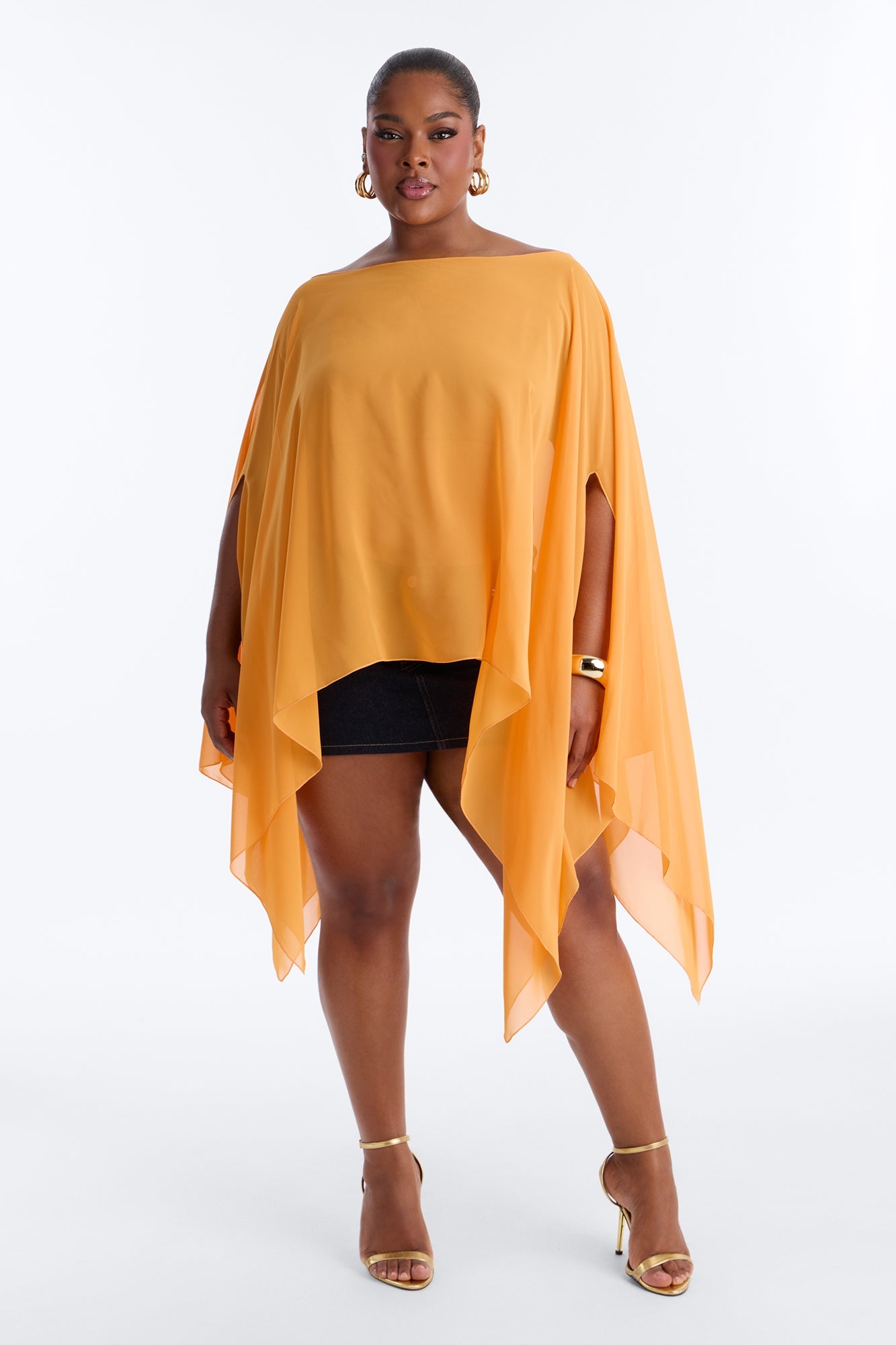 Get In Line Long Chiffon Kimono Top - Orange