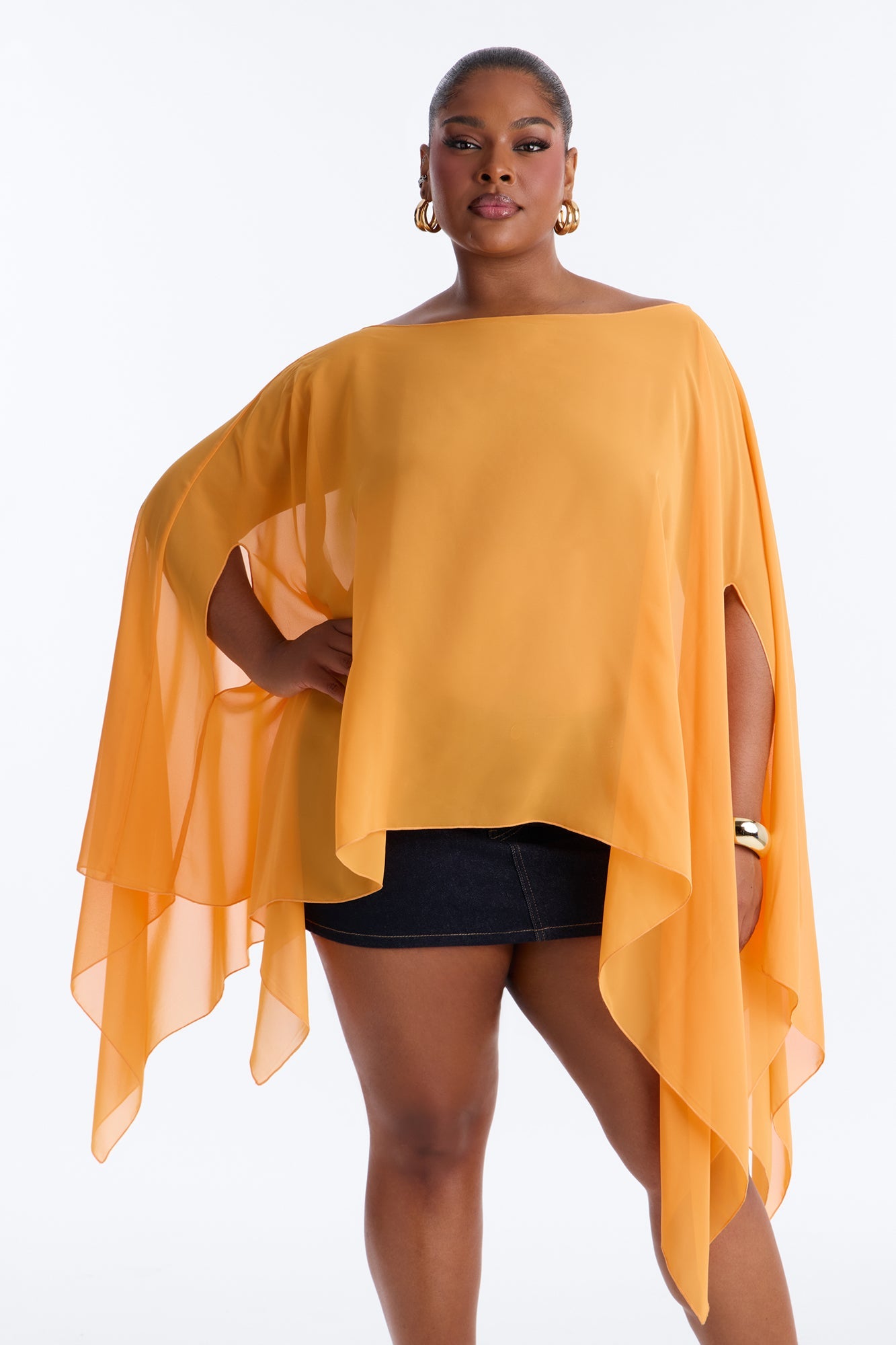 Get In Line Long Chiffon Kimono Top - Orange