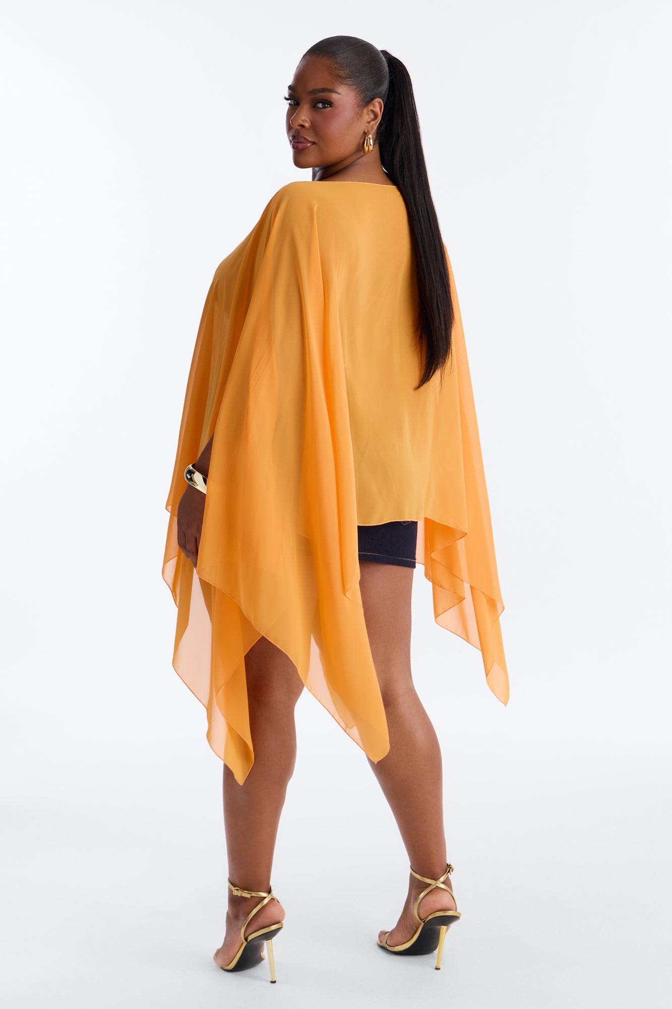Get In Line Long Chiffon Kimono Top - Orange