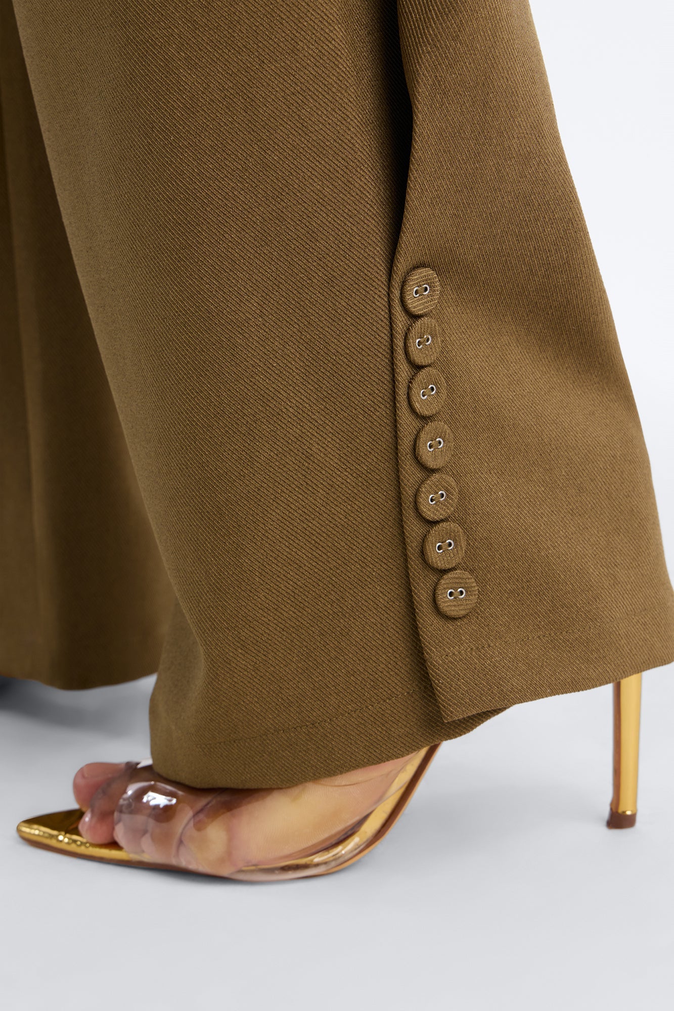 Frankie Button Cuff Straight Leg Trouser - Olive