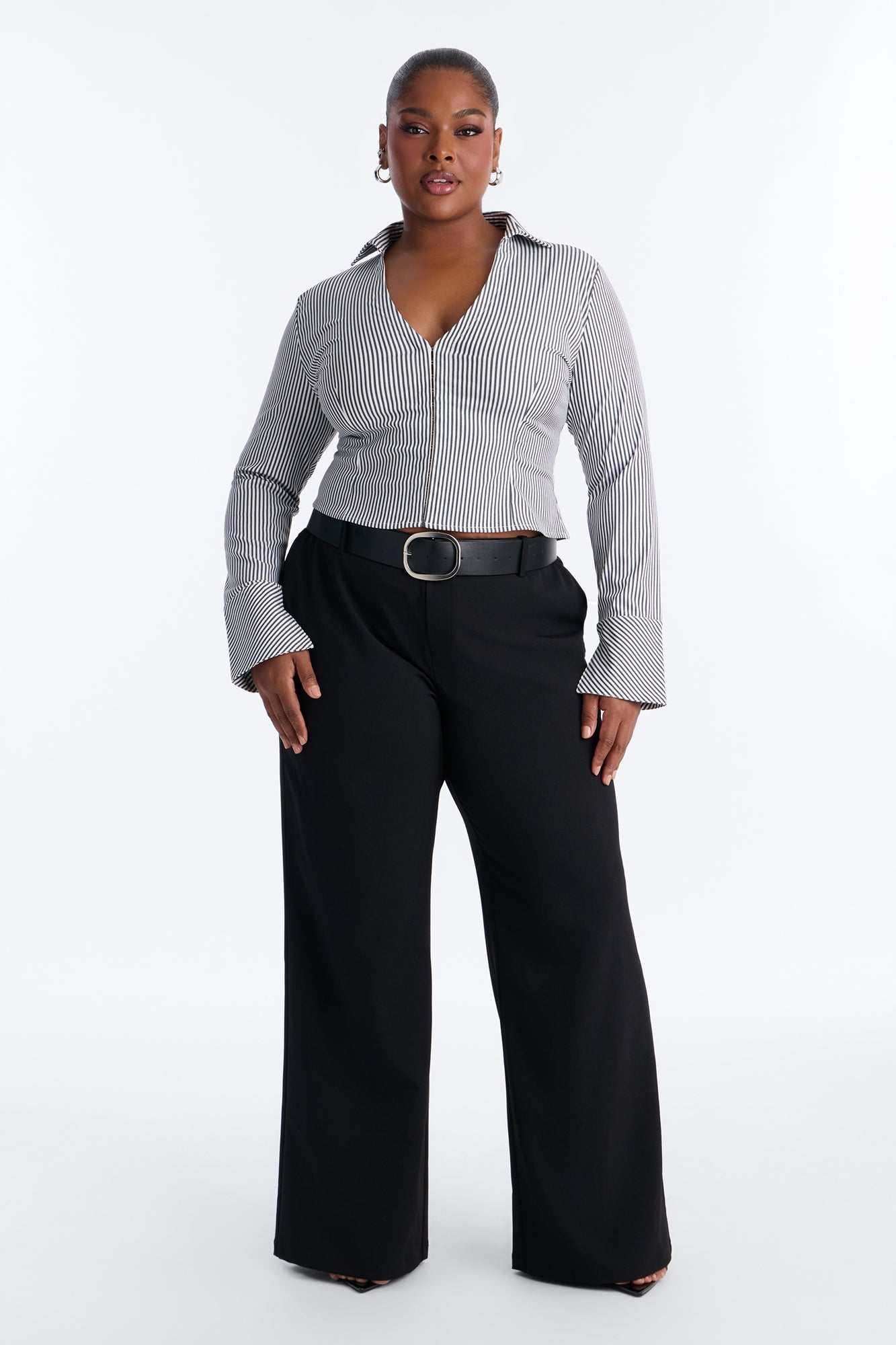 Bet On Me Bell Sleeve Stripe Top - Black/combo