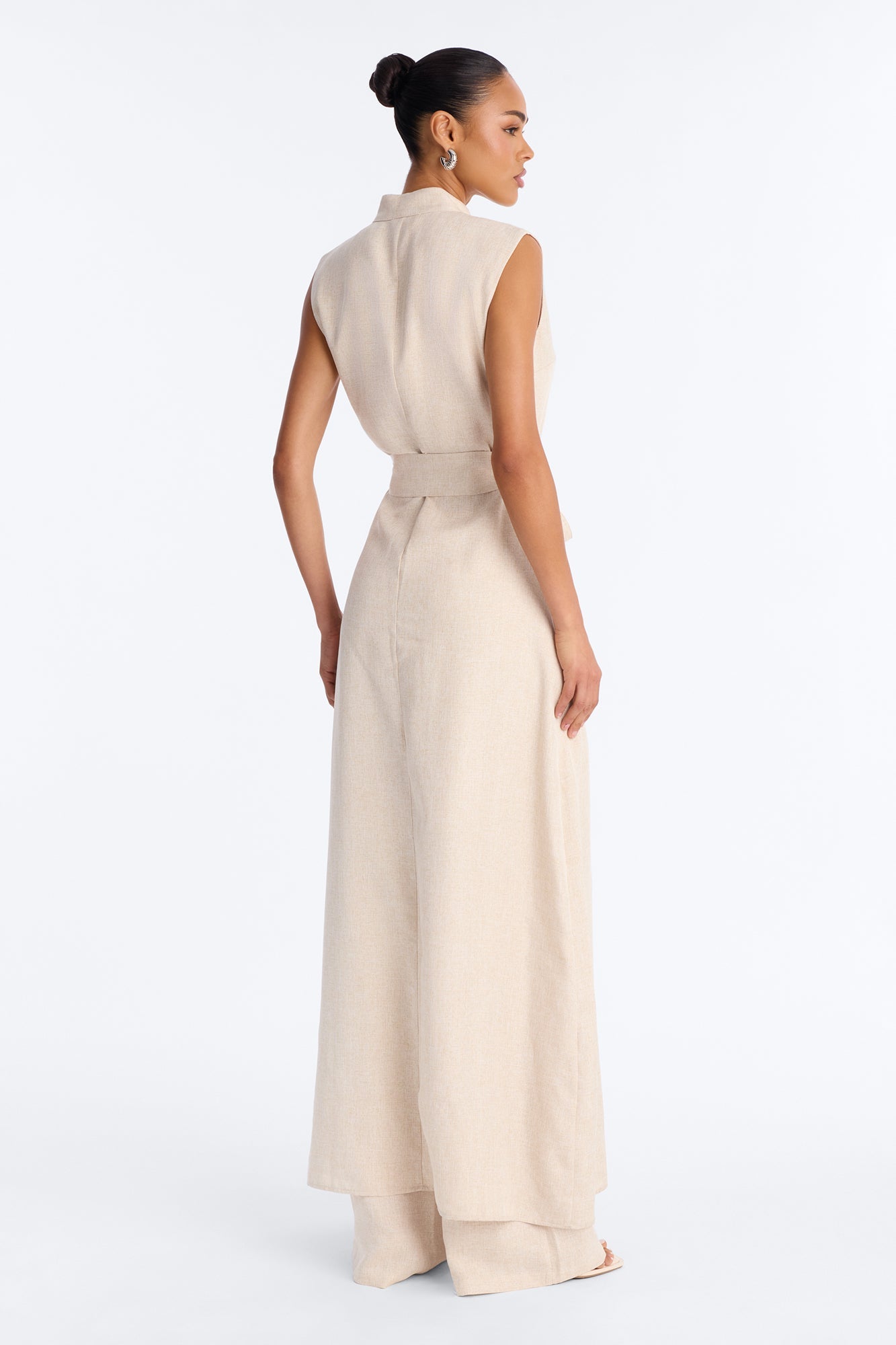 Marissa Vest Linen Pant Set - Cream