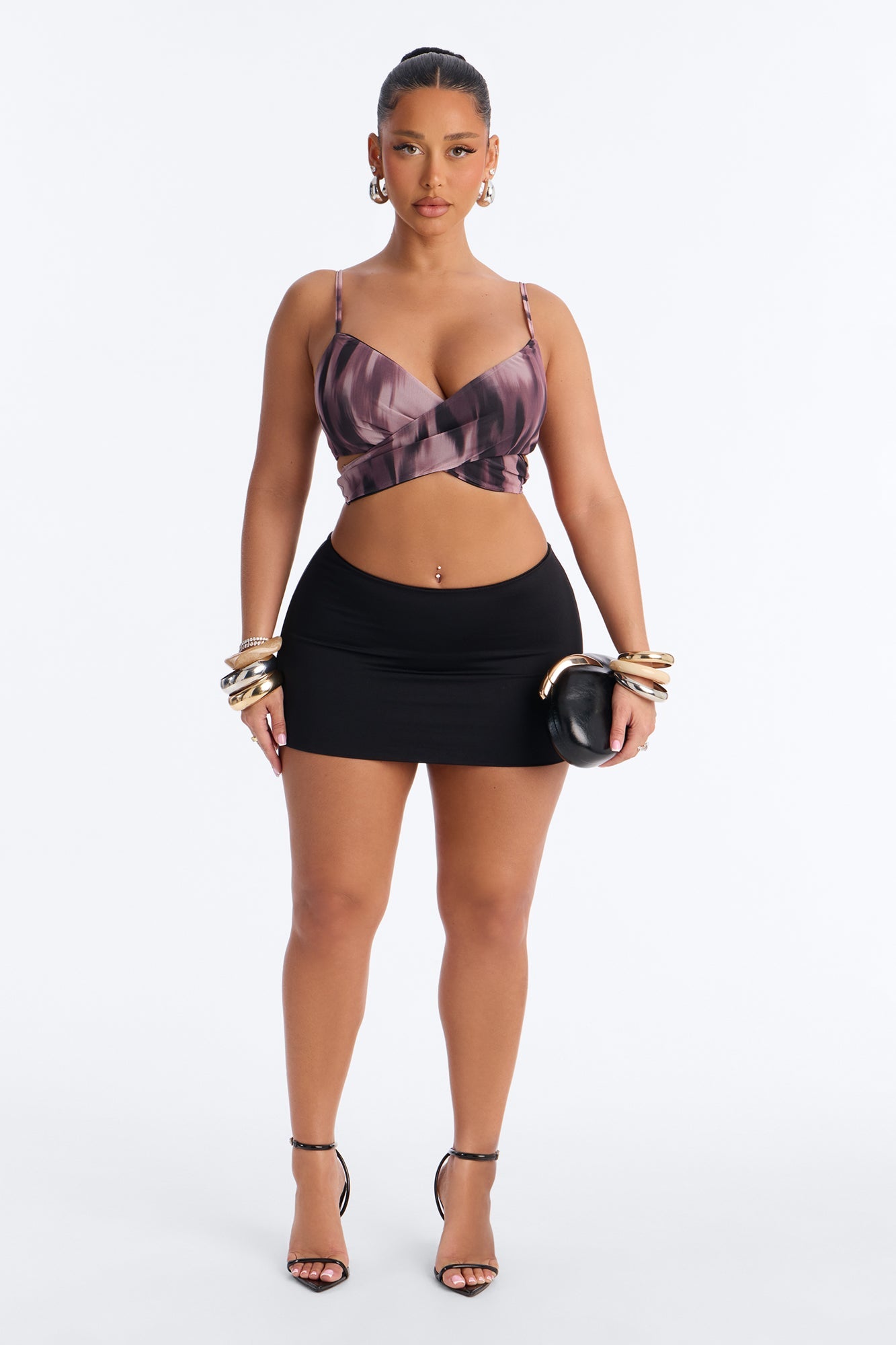 Wanderlust Mesh Tie Cropped Tank Top - Purple/combo