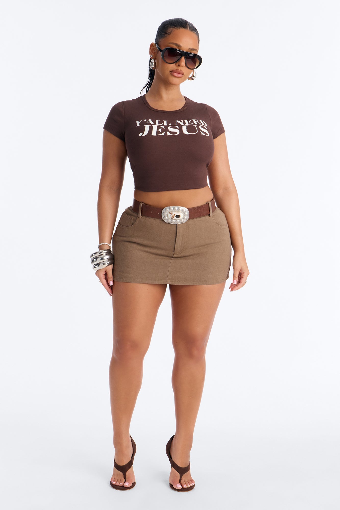 Y'all Need Jesus Baby Tee - Chocolate