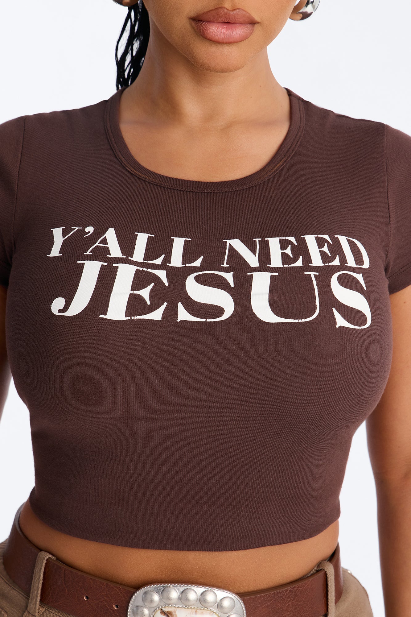 Y'all Need Jesus Baby Tee - Chocolate