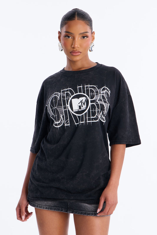 Cribs Oversized Washed Tee - Black Wash