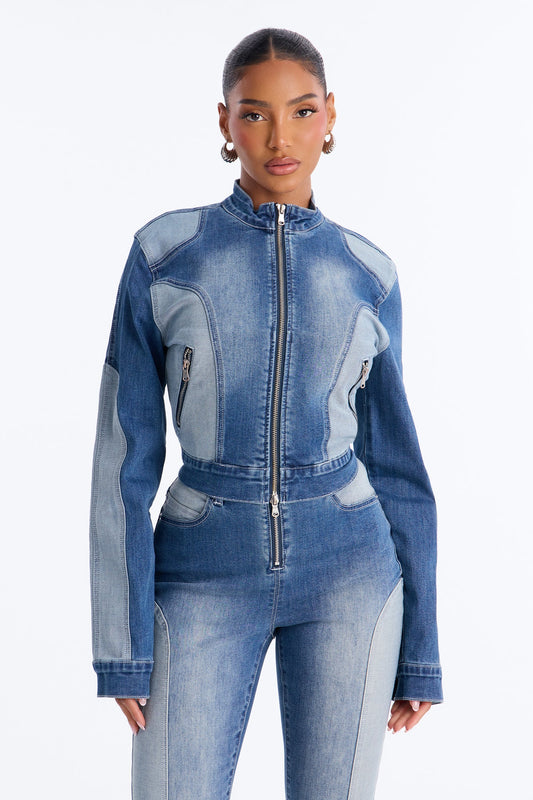 Ride At Dawn Denim Moto Jacket - Light Wash