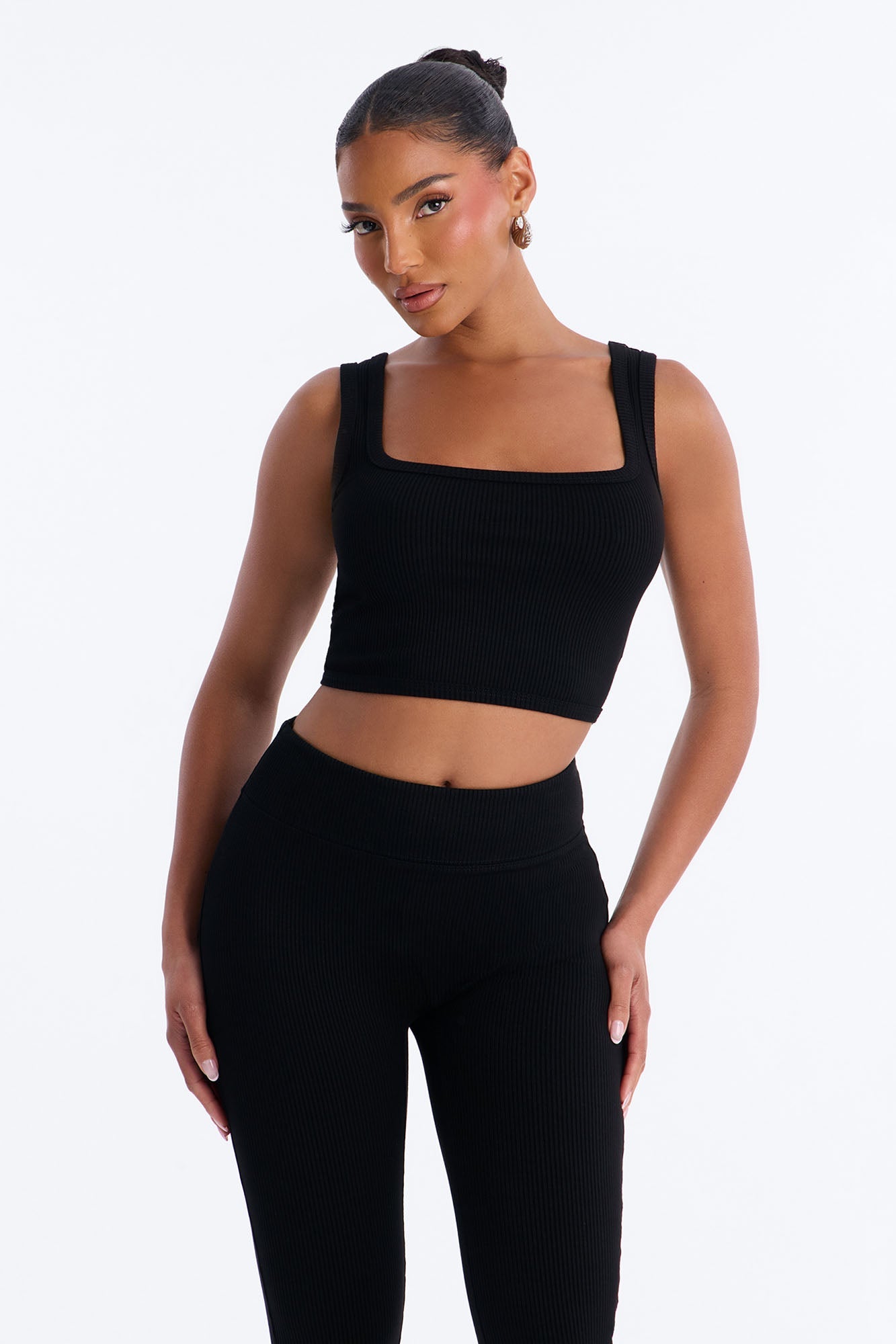 Milana Snatched Capri Pant Set - Black