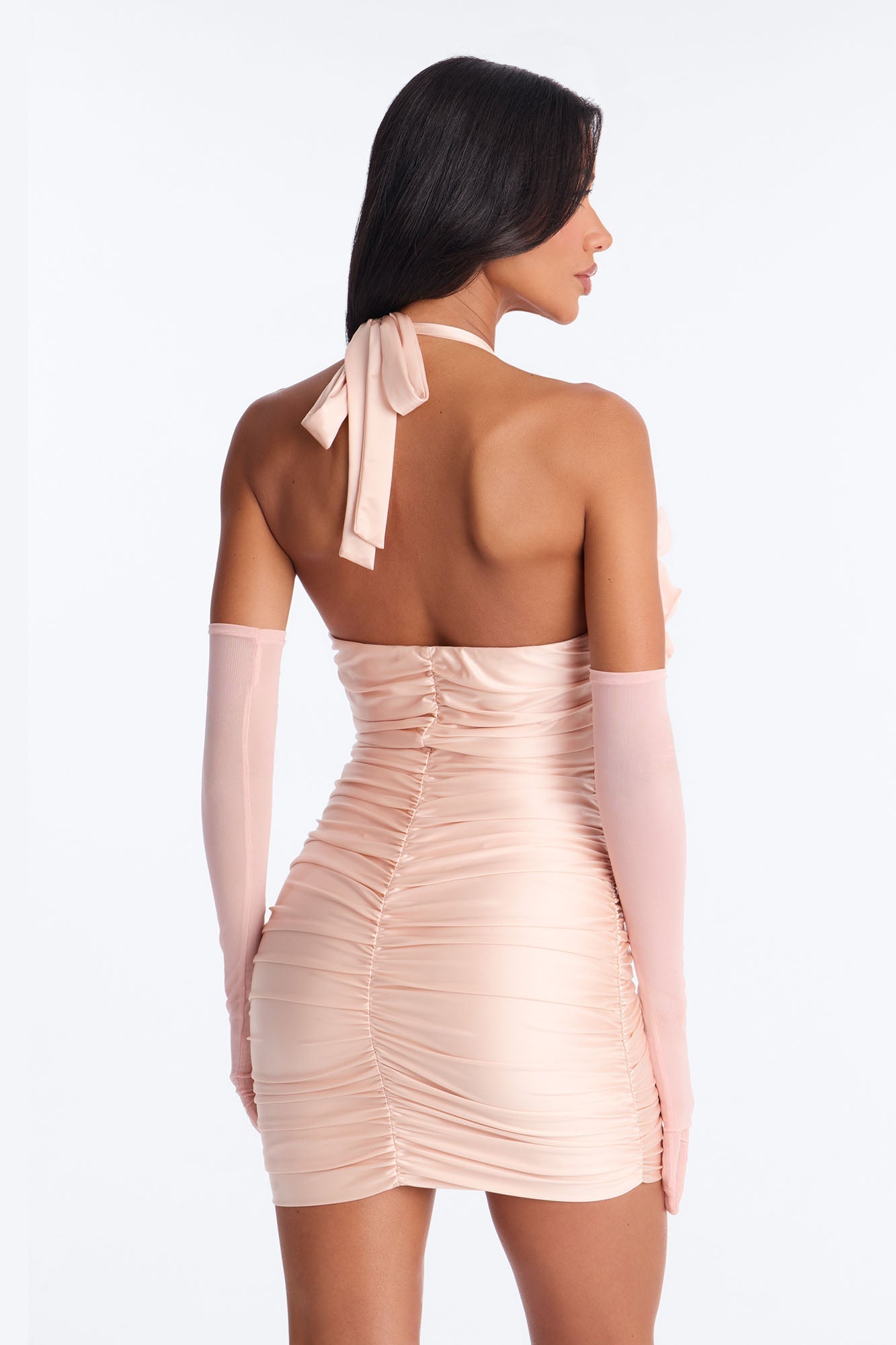 Jasmine Ruffle Ruched Mini Dress - Blush