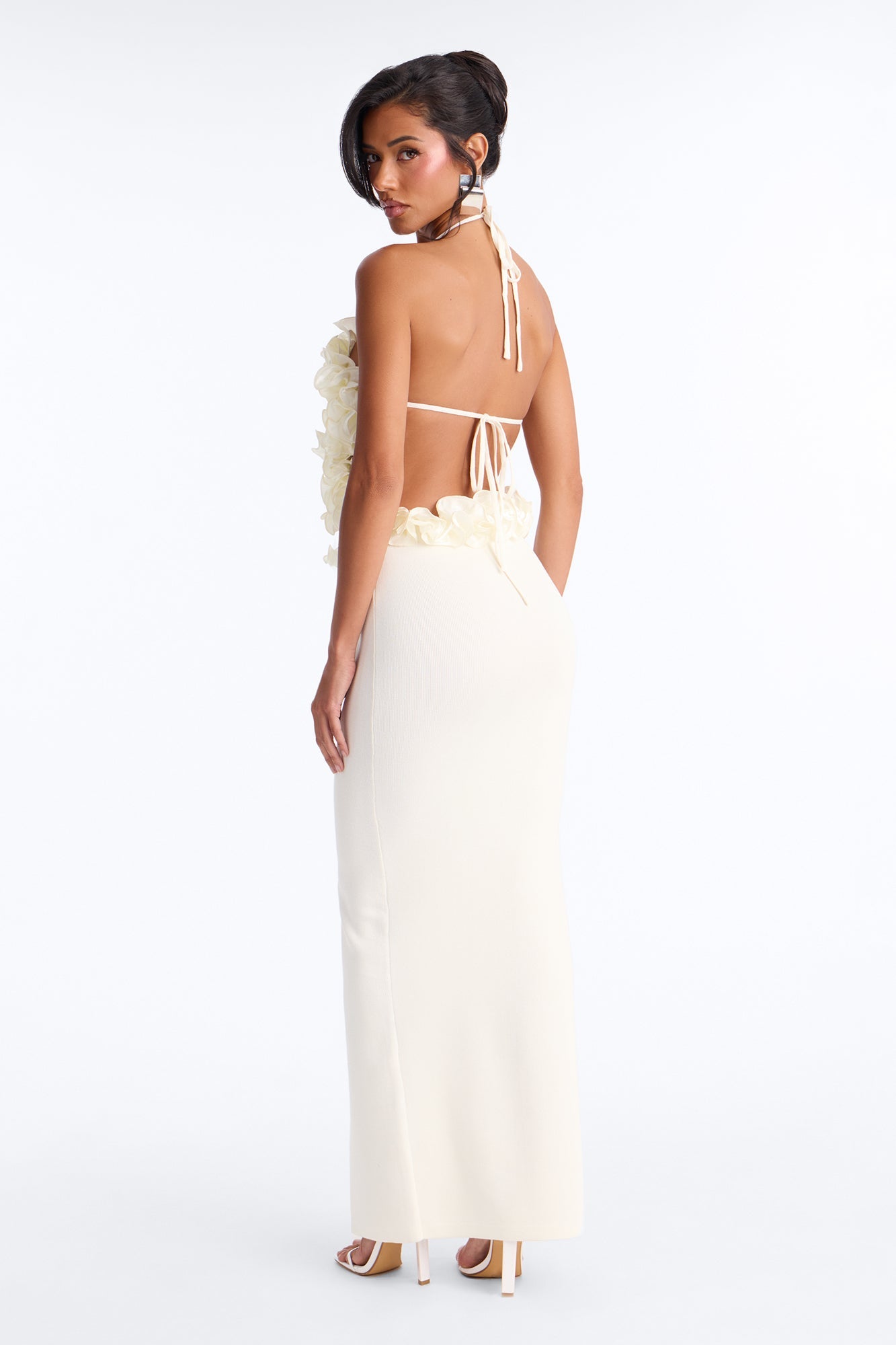 Runaway Ruffle Sweater Maxi Dress - Cream