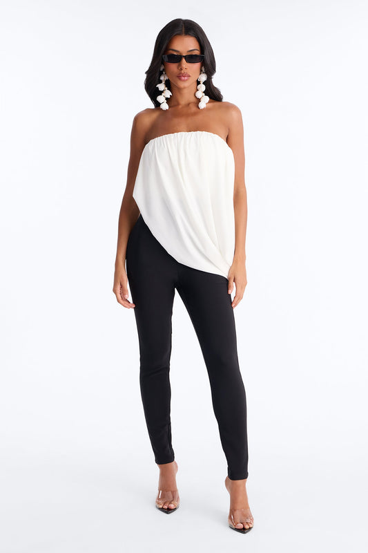 Briana Draped Skinny Leg Jumpsuit - Black/White