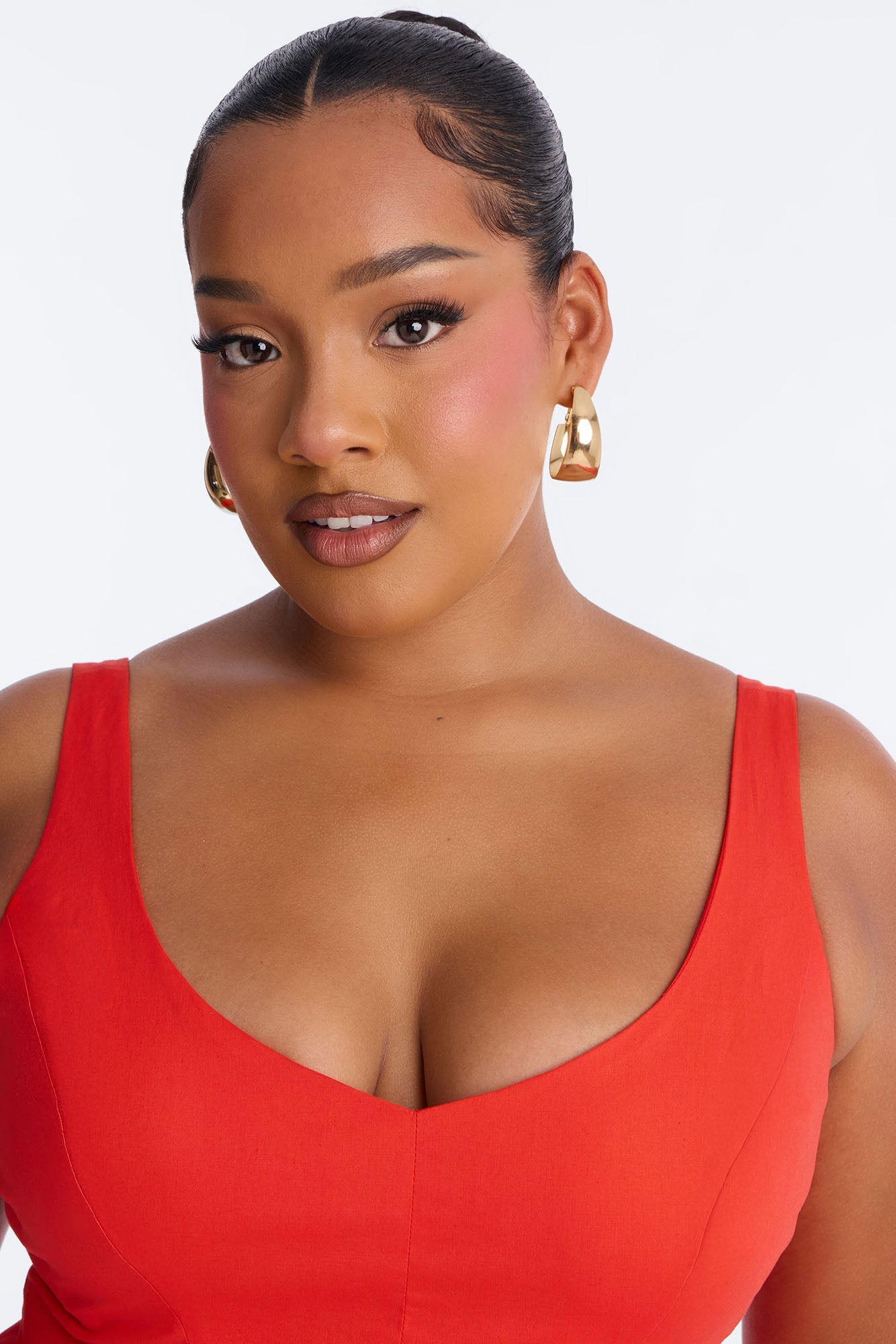 Sweetheart Peplum Babydoll Top - Orange