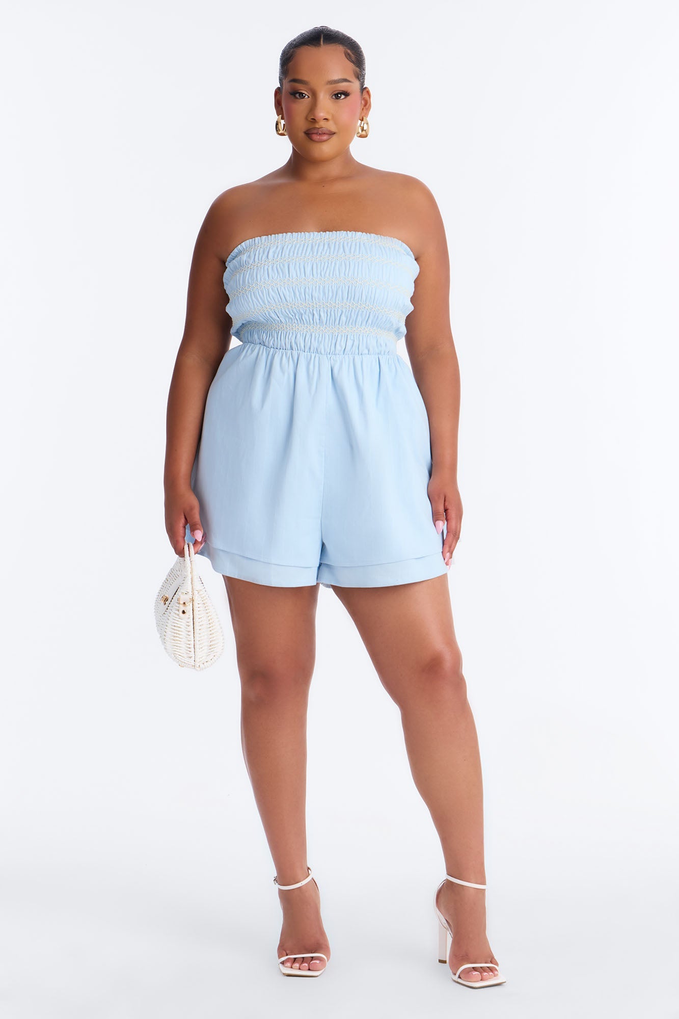 Chantel Strapless Romper - Light Blue