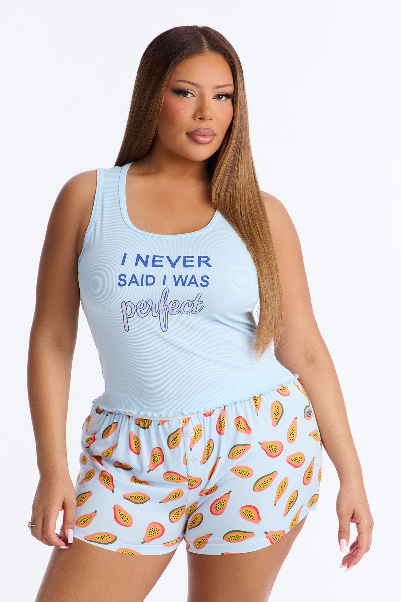 Amaya Papaya Top And Short PJ Set - Blue/combo